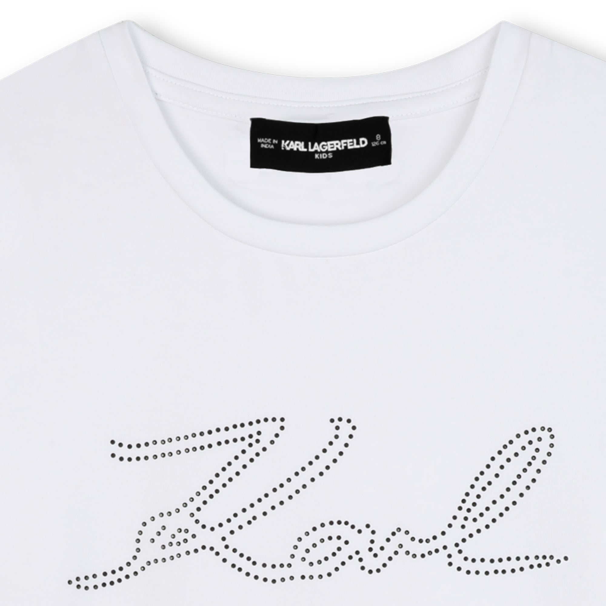 Short Sleeve Logo T-Shirt with Stud Detail, Milk White Karl Lagerfeld Kids