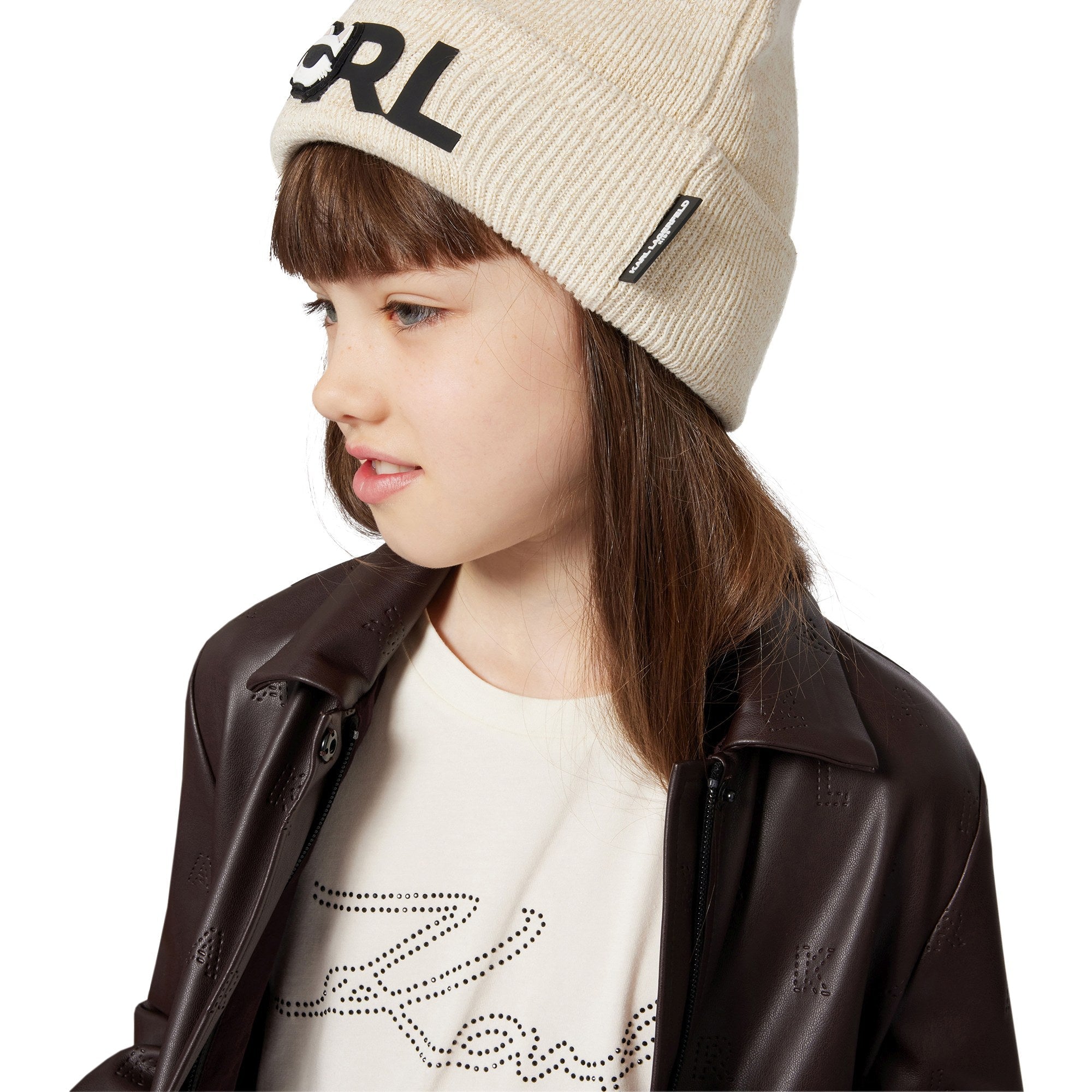 Short Sleeve Logo T-Shirt with Stud Detail, Milk White Karl Lagerfeld Kids