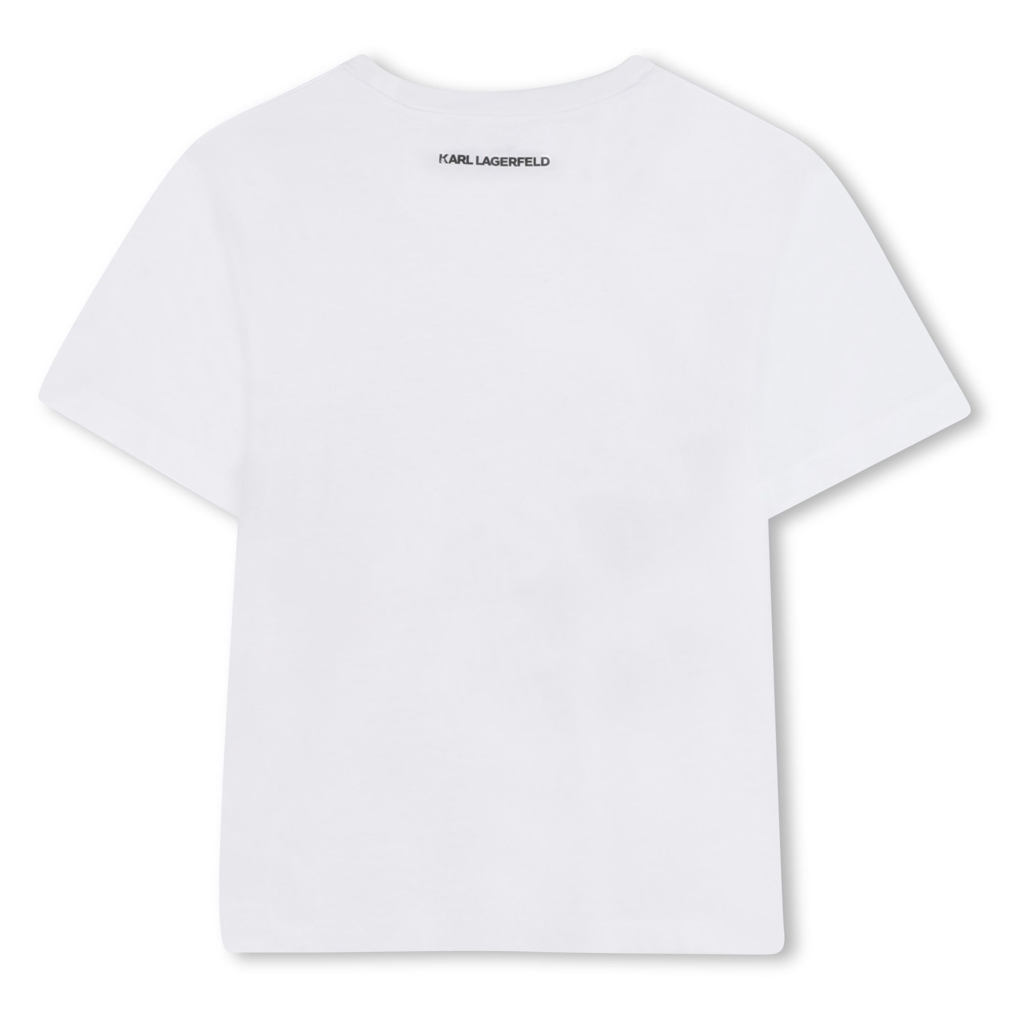 Short Sleeve Graphic Print T-Shirt, White-Pink Karl Lagerfeld Kids