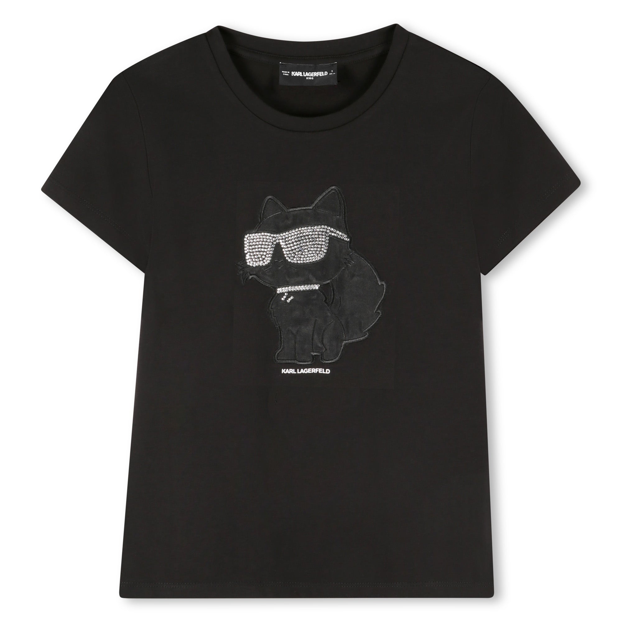 Short Sleeve T-Shirt with Choupette Motif, Black