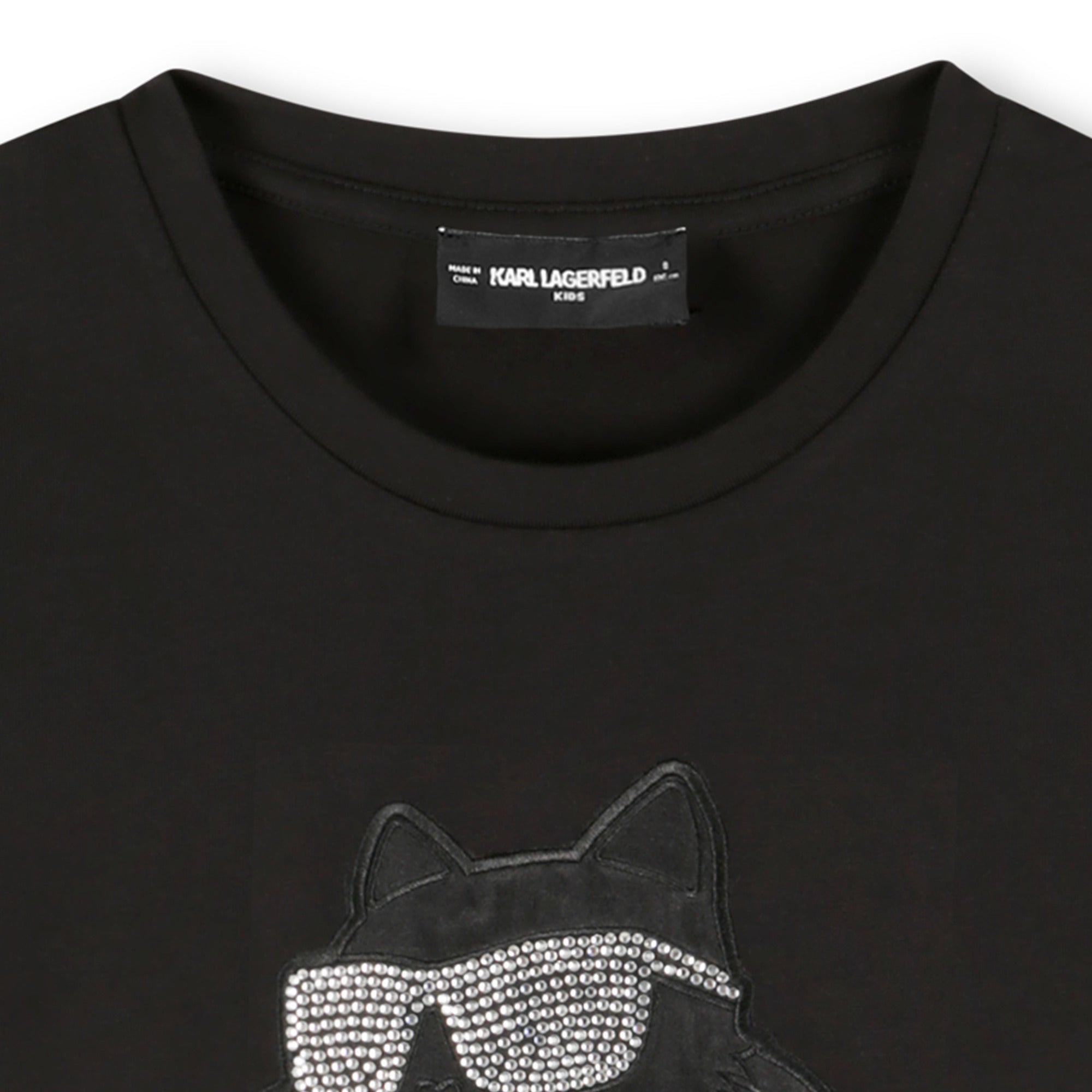 Short Sleeve T-Shirt with Choupette Motif, Black Karl Lagerfeld Kids