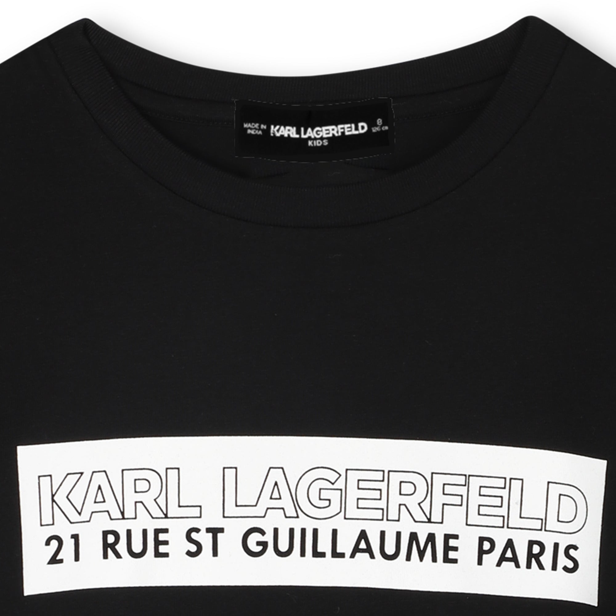 Short-Sleeve Organic Cotton Logo T-Shirt, White & Black Karl Lagerfeld Kids