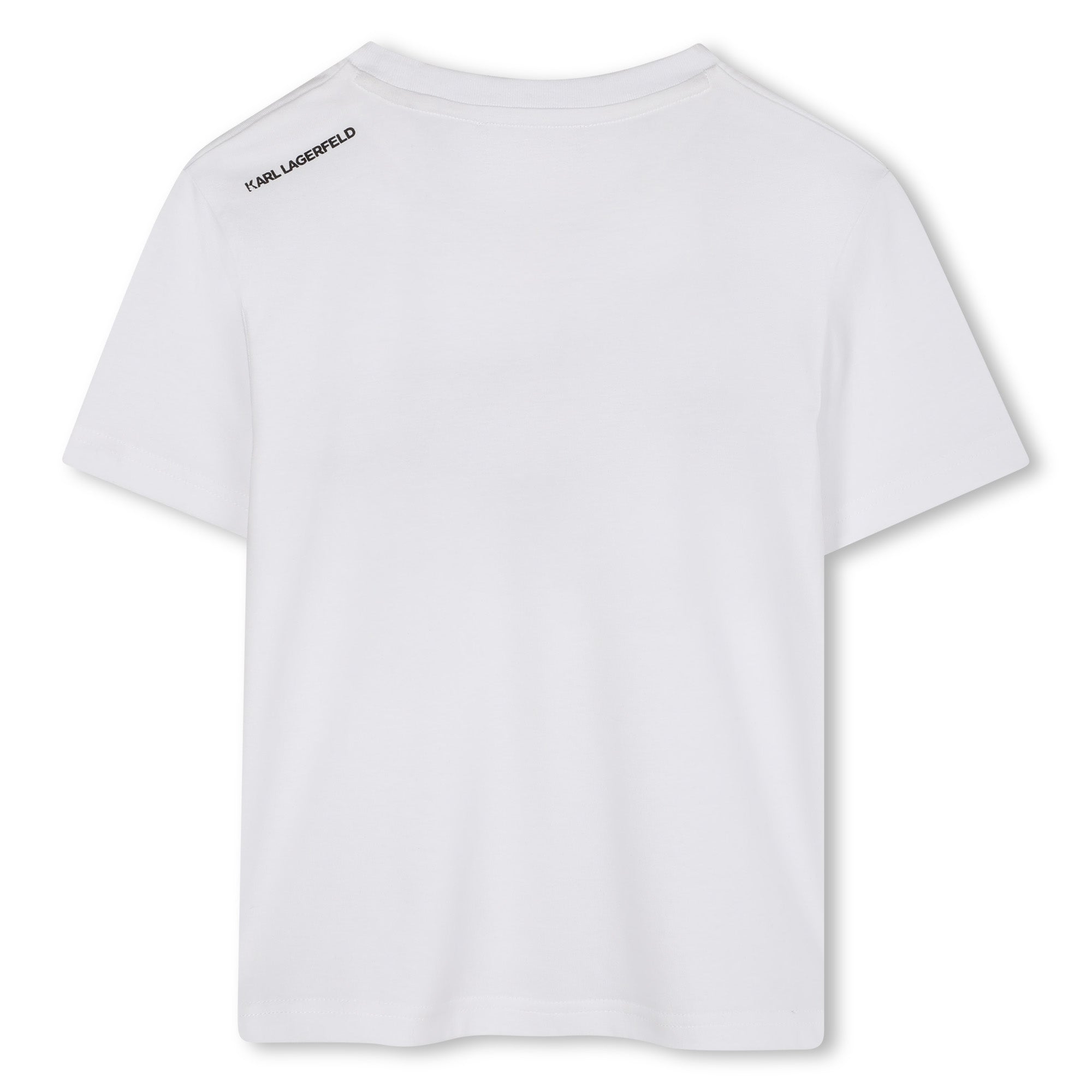 Short-Sleeve Organic Cotton Logo T-Shirt, White & Black Karl Lagerfeld Kids
