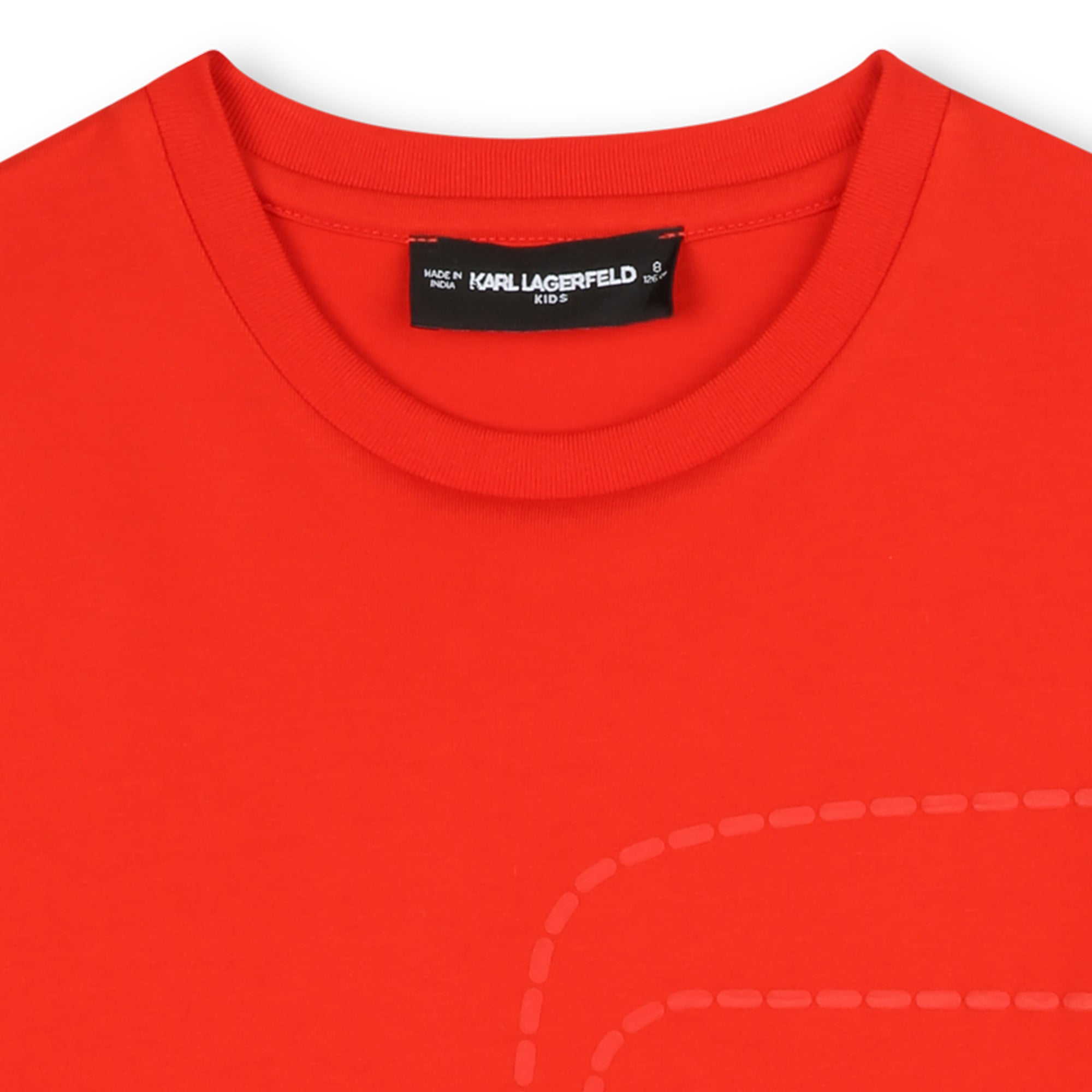 Red Organic Cotton T-Shirt with Karl Lagerfeld Front and Back Print Karl Lagerfeld Kids