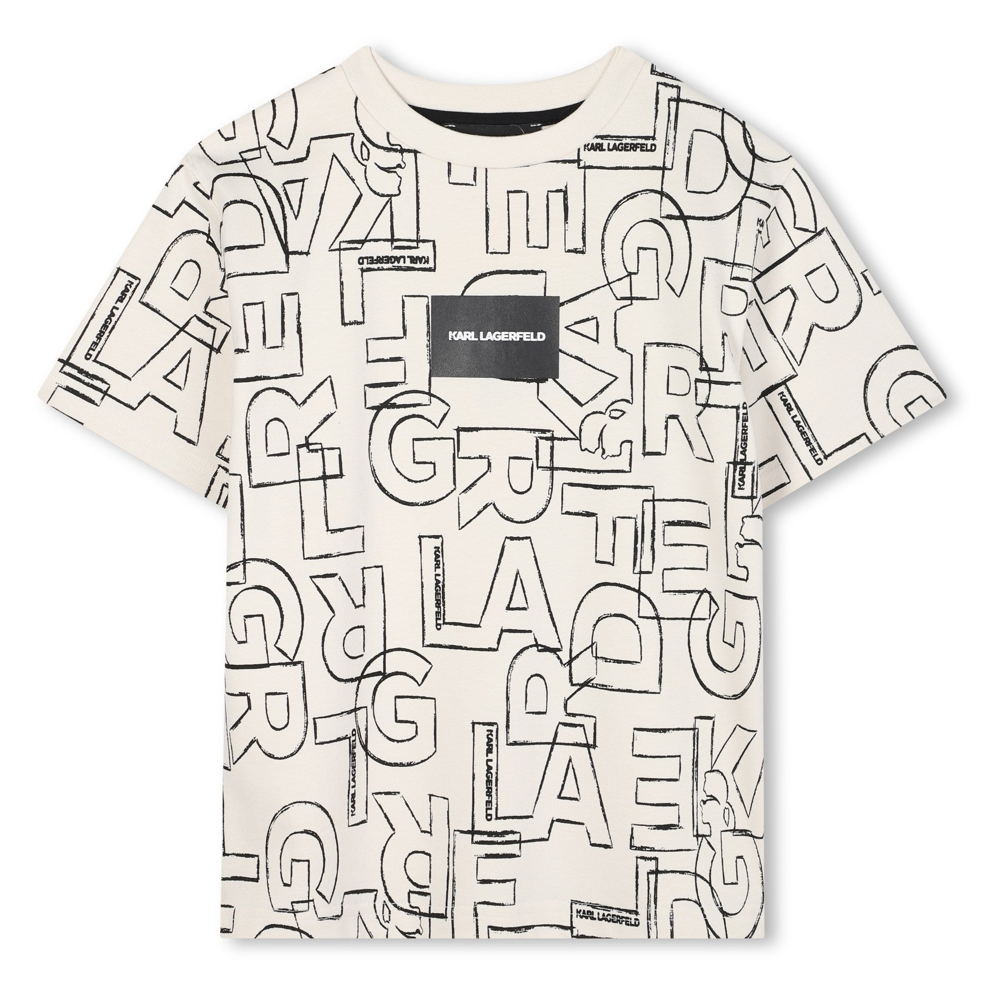 Short Sleeve Logo Print T-Shirt, Off-White Karl Lagerfeld Kids