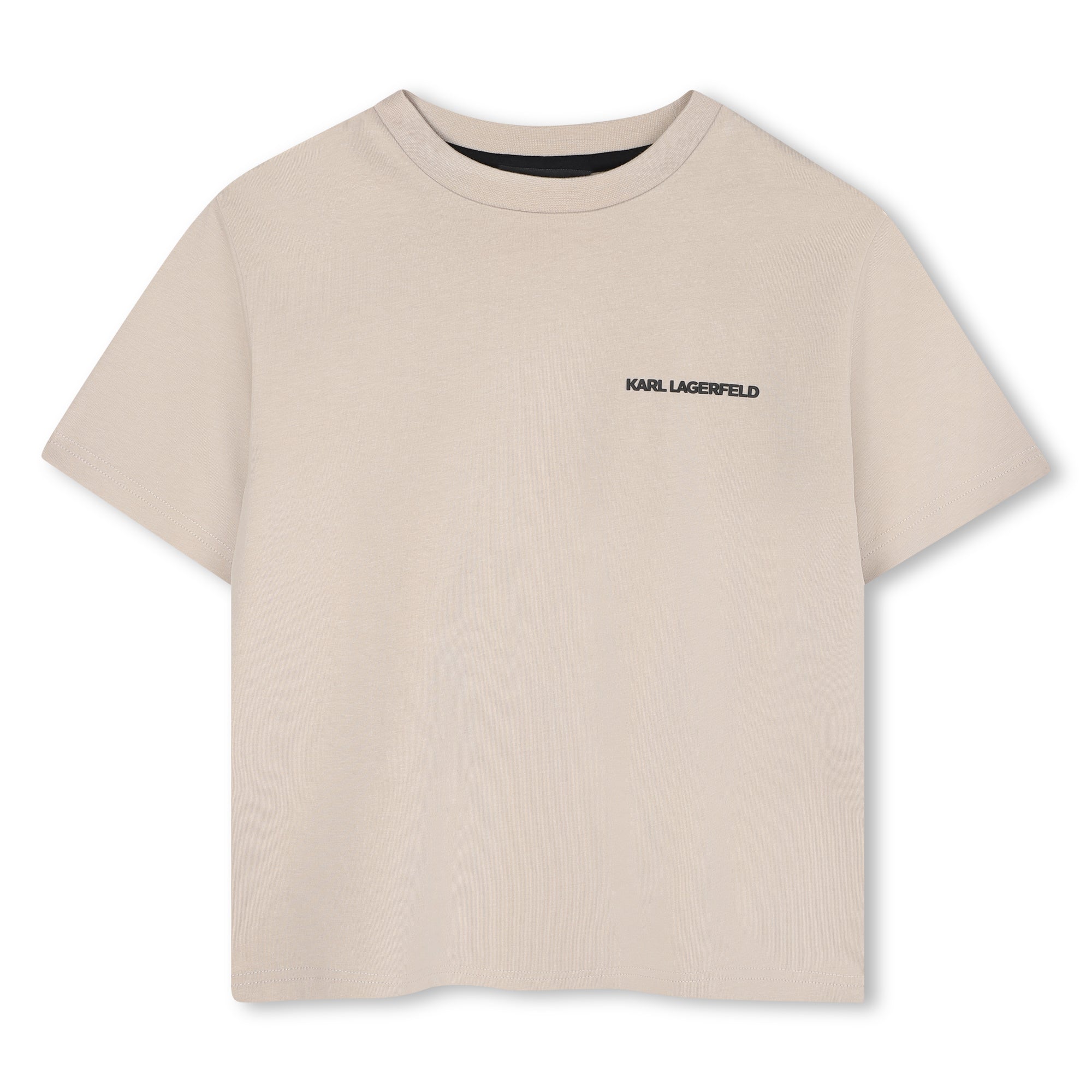 Kids beige short sleeve t-shirt with bold back graphic print