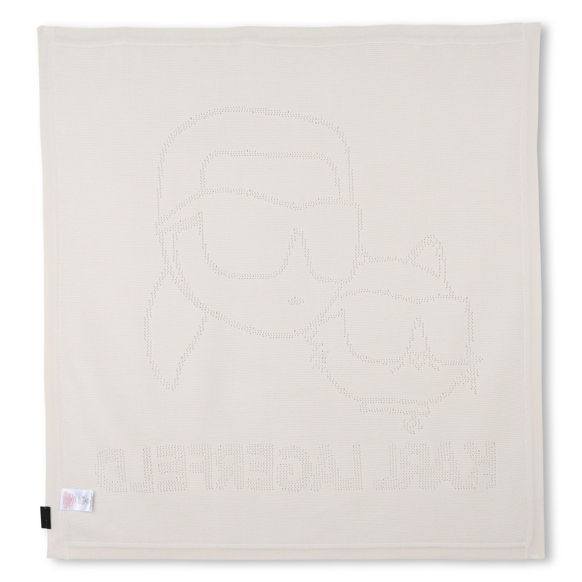 Cotton Knit Baby Blanket with Logo Design, Ivory Karl Lagerfeld Kids