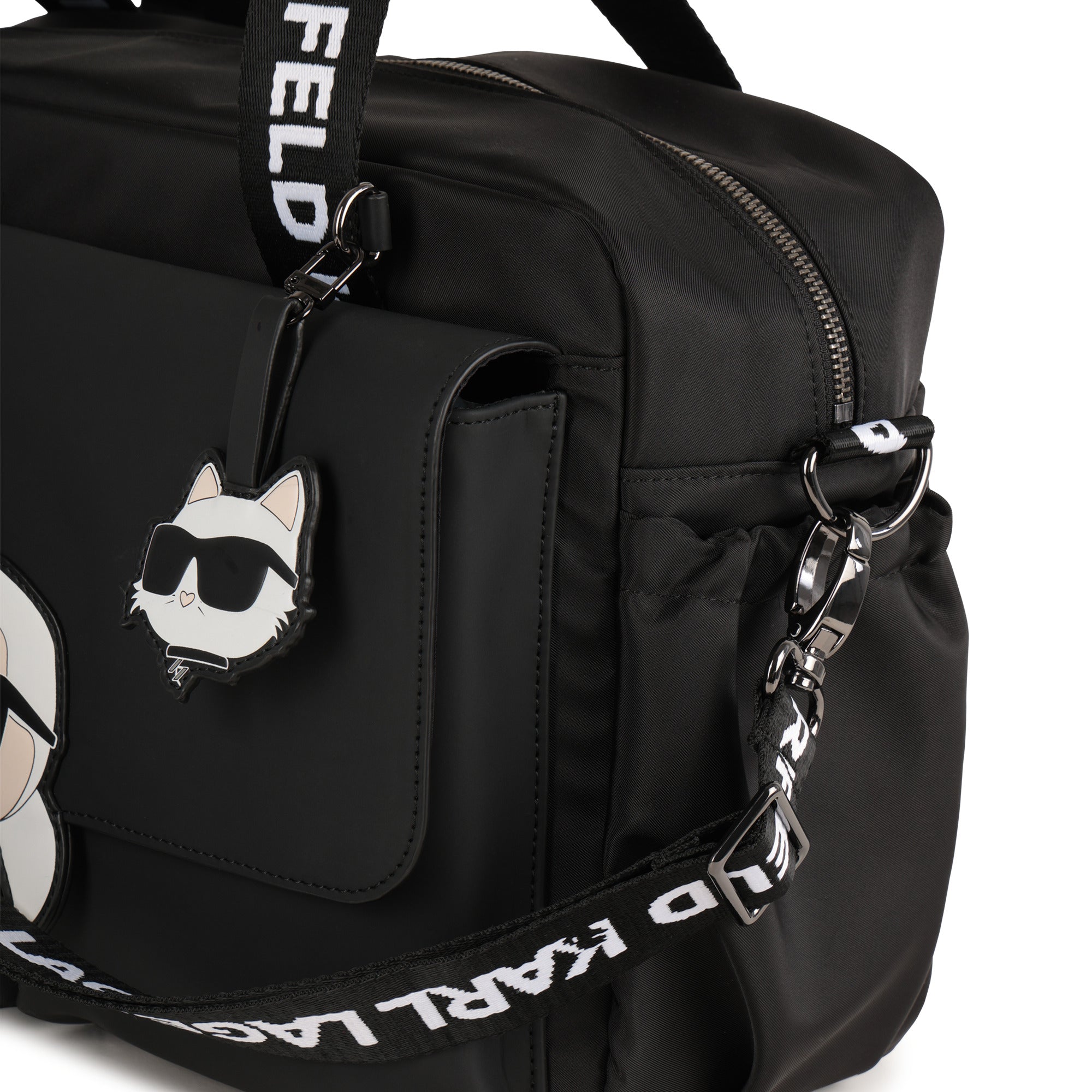 Black Changing Bag with Karl and Choupette Badges Karl Lagerfeld Kids