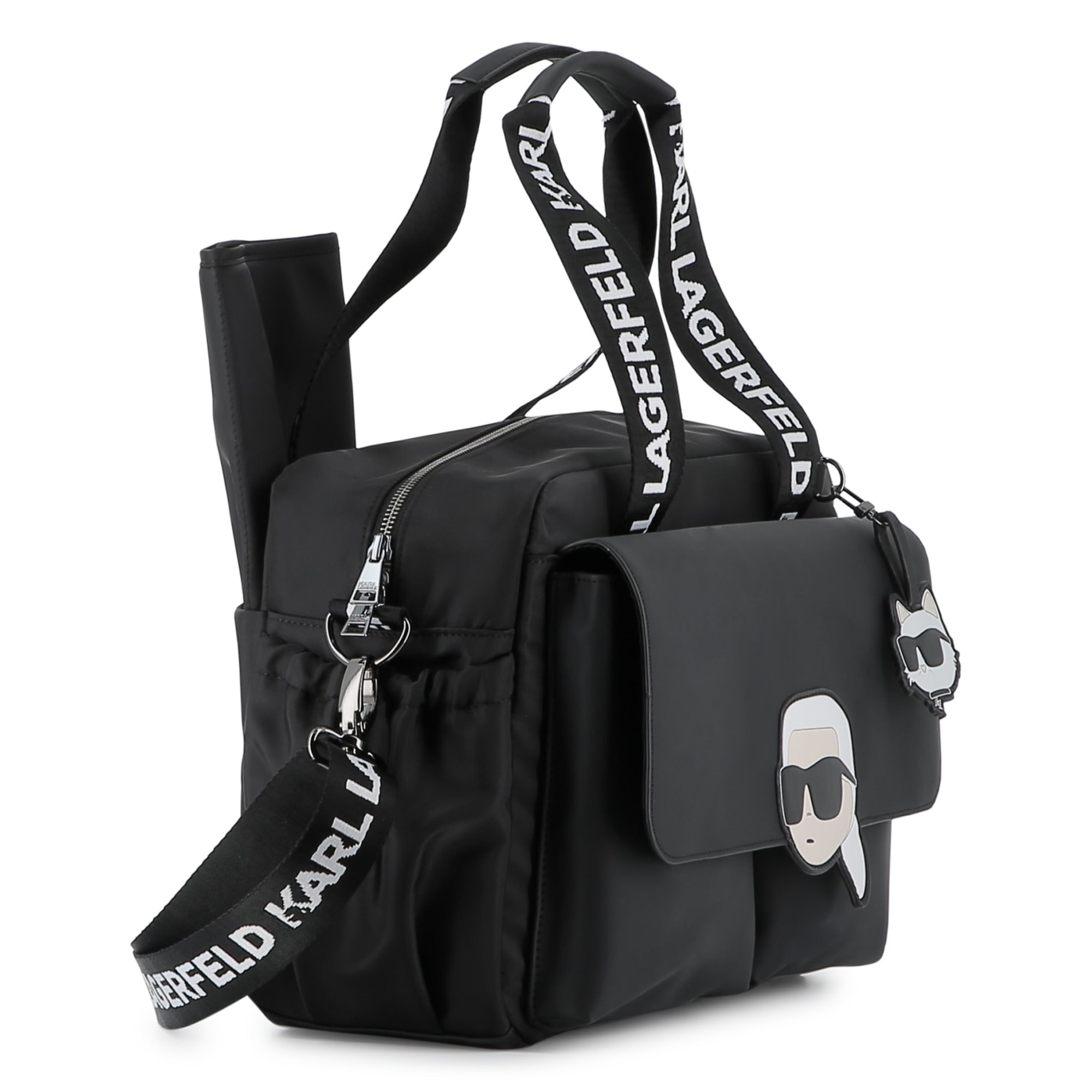 Black Changing Bag with Karl and Choupette Badges