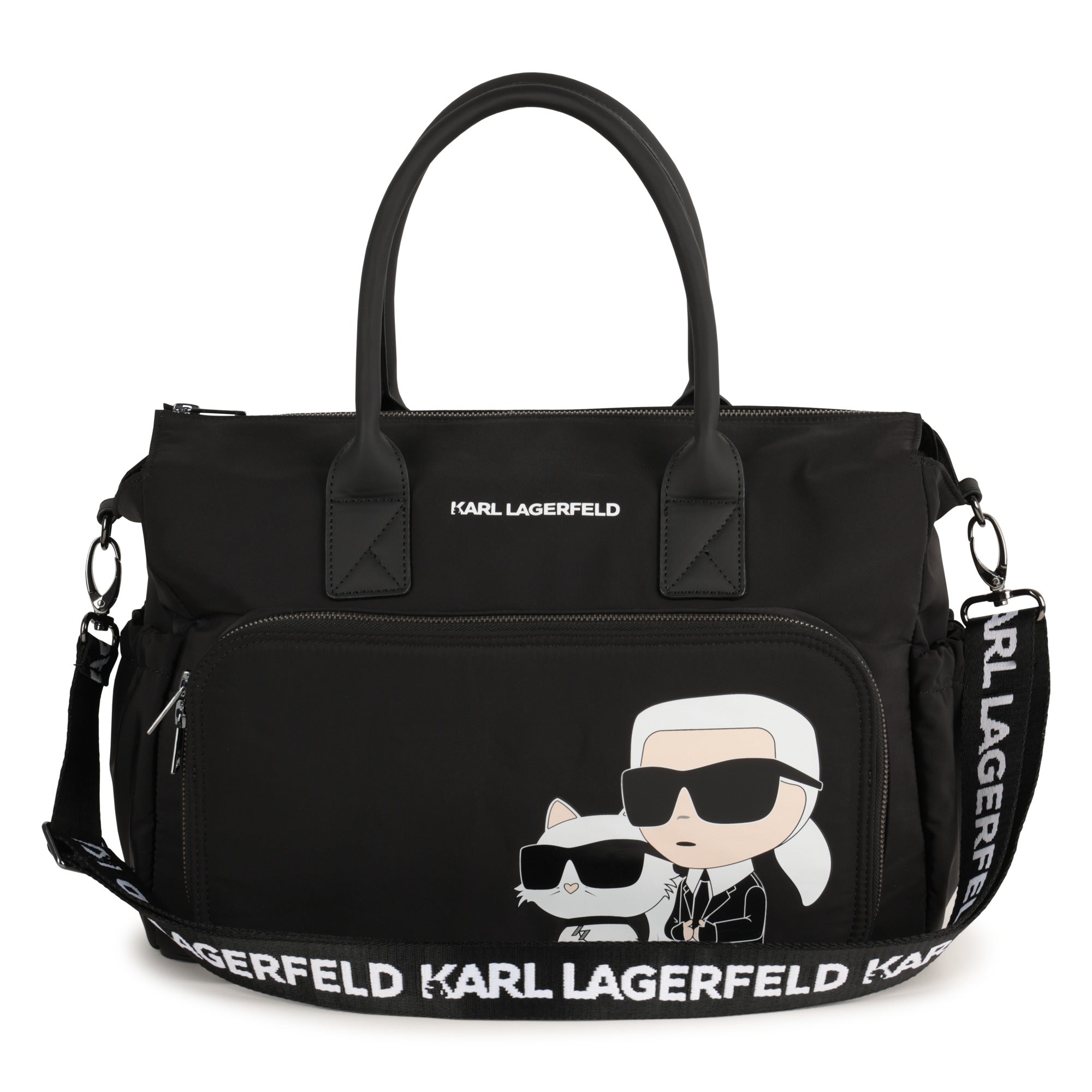 Black Changing Bag with Karl and Choupette Print Karl Lagerfeld Kids