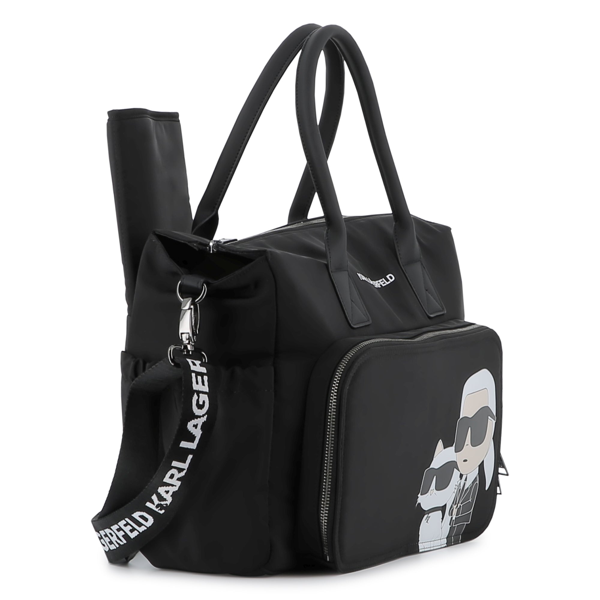 Black Changing Bag with Karl and Choupette Print Karl Lagerfeld Kids