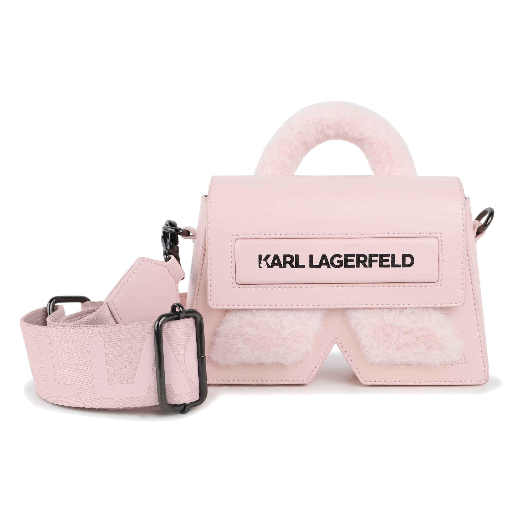 Mini Crossbody Bag with Faux Fur Detail, Light Pink Karl Lagerfeld Kids