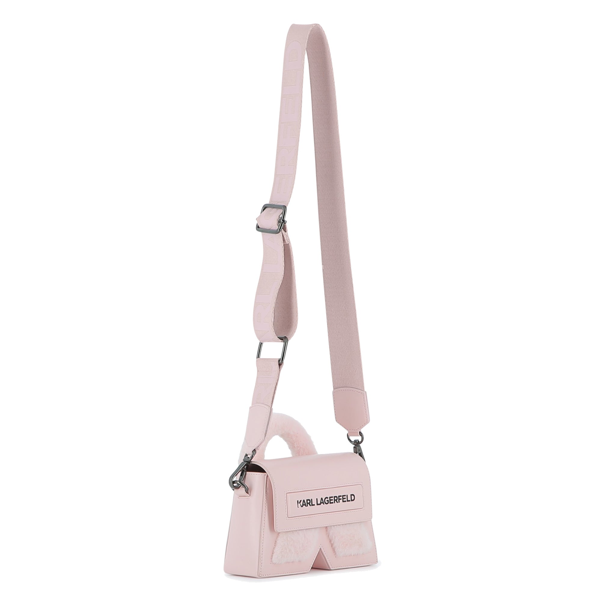 Mini Crossbody Bag with Faux Fur Detail, Light Pink