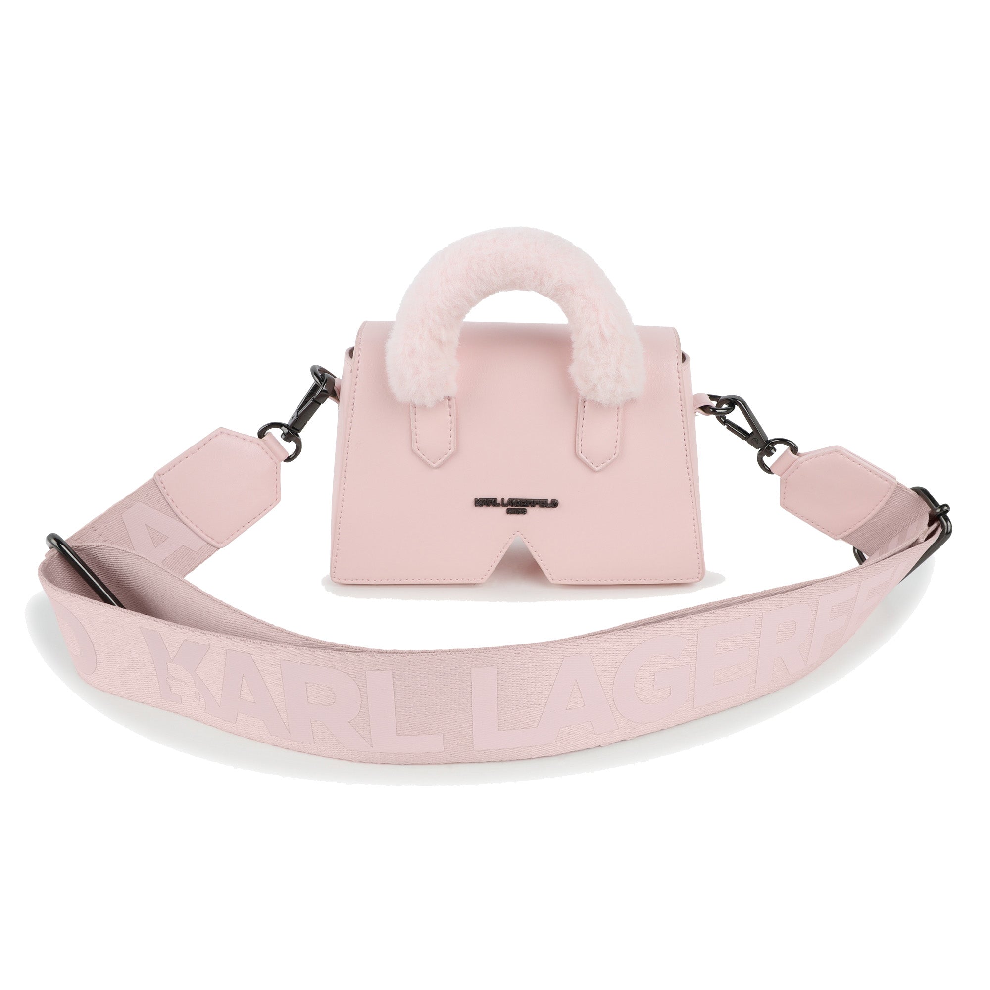 Mini Crossbody Bag with Faux Fur Detail, Light Pink