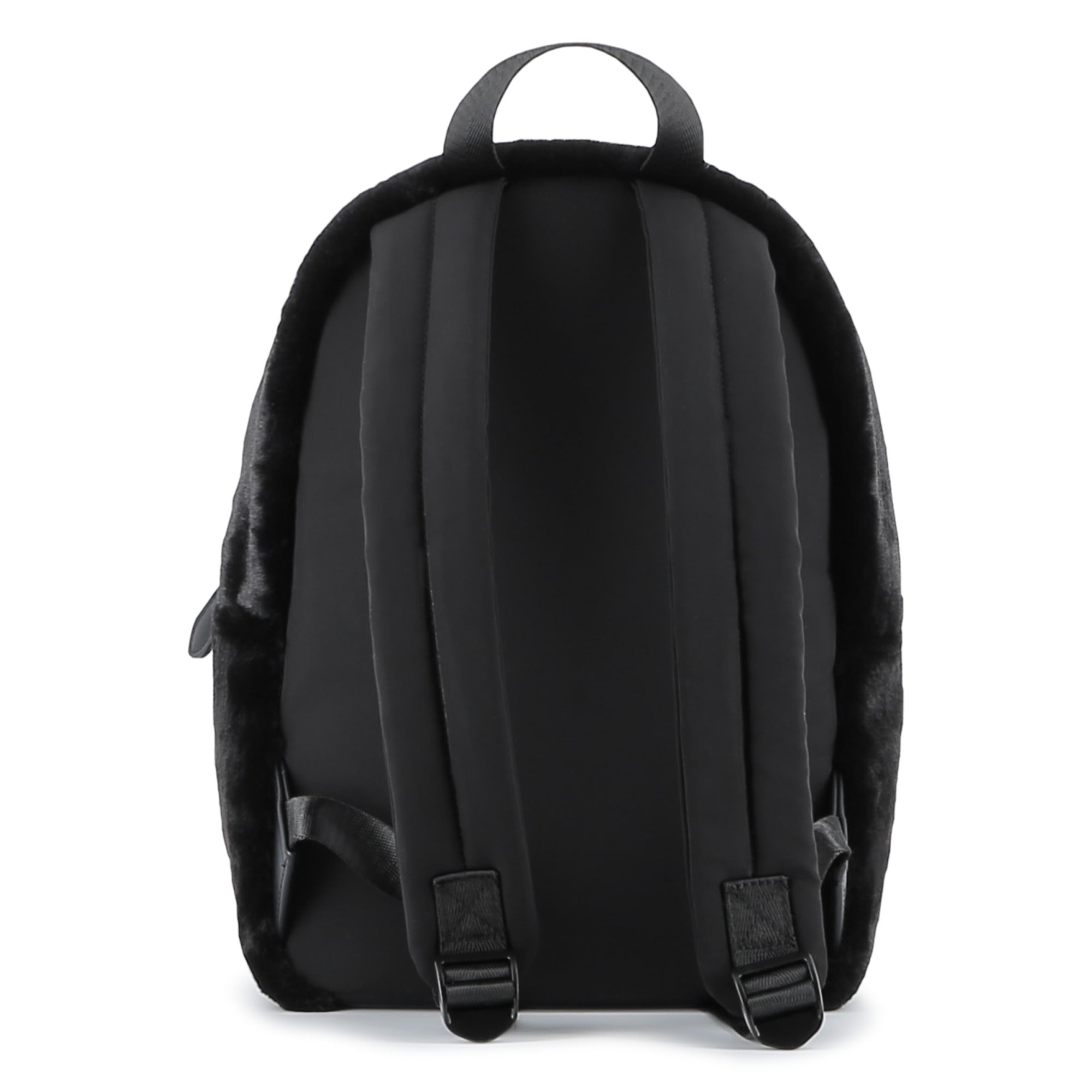 Black Faux Fur Backpack with Karl and Choupette Badge