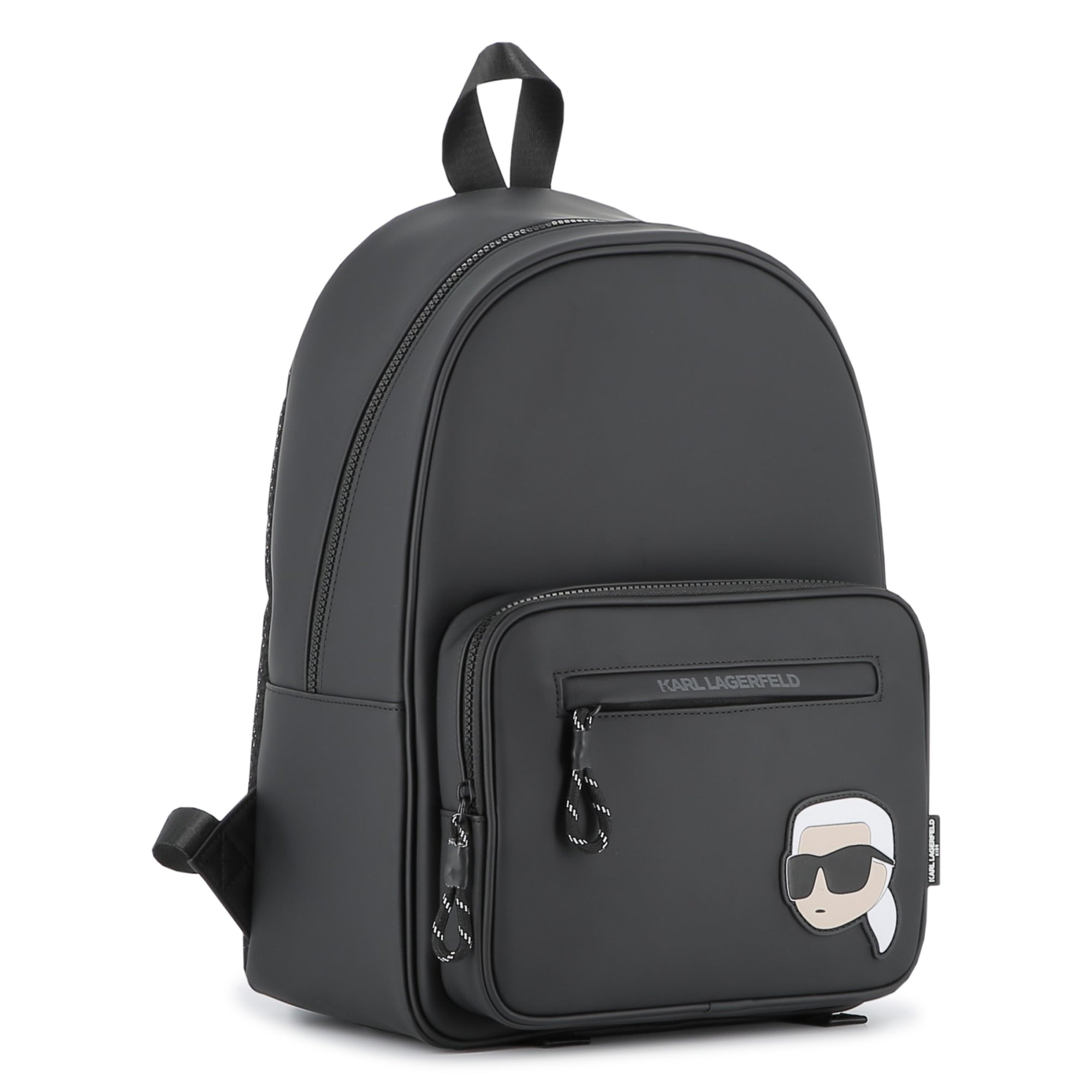Charcoal Grey Backpack with Iconic Designer Motif and Multiple Pockets