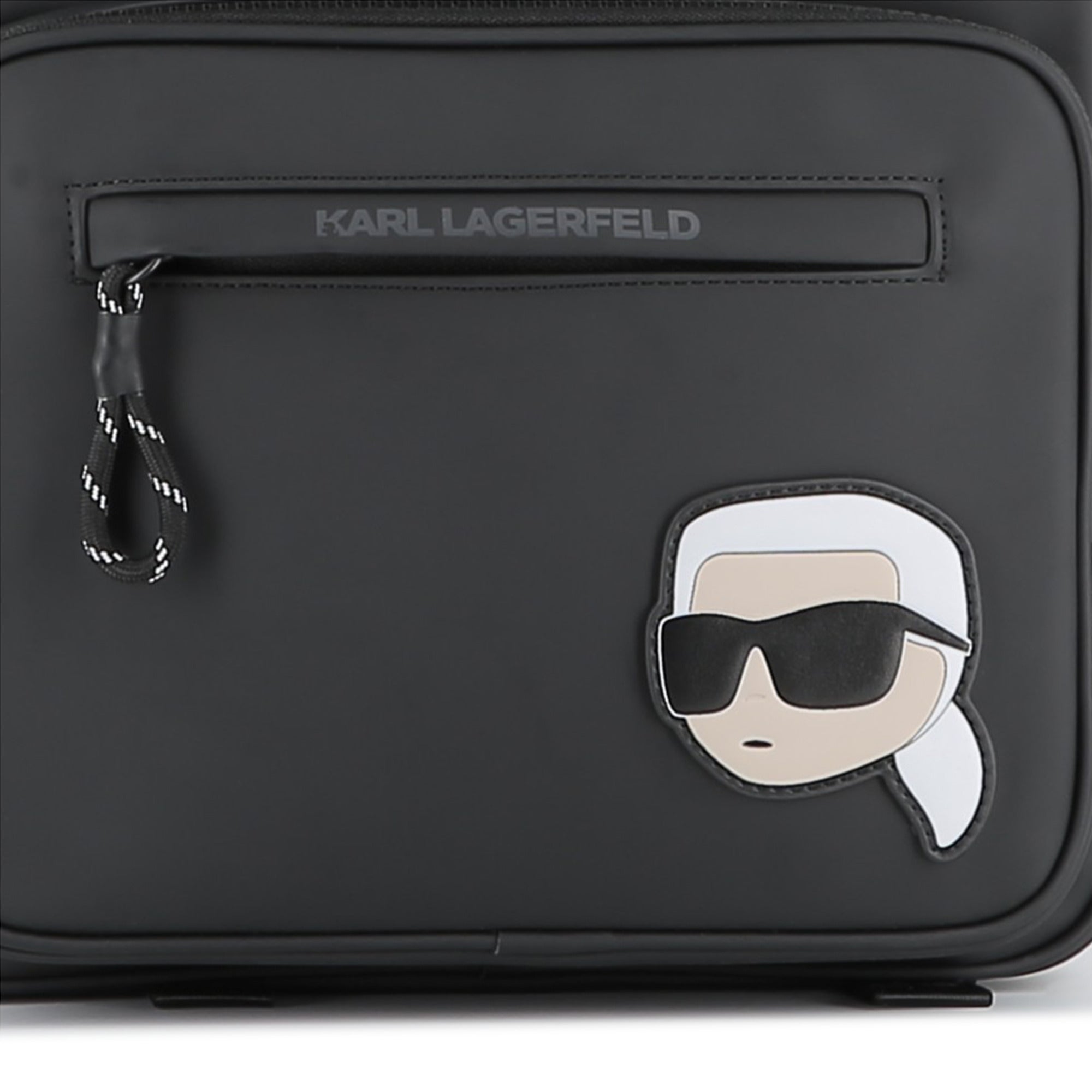 Charcoal Grey Backpack with Iconic Designer Motif and Multiple Pockets Karl Lagerfeld Kids