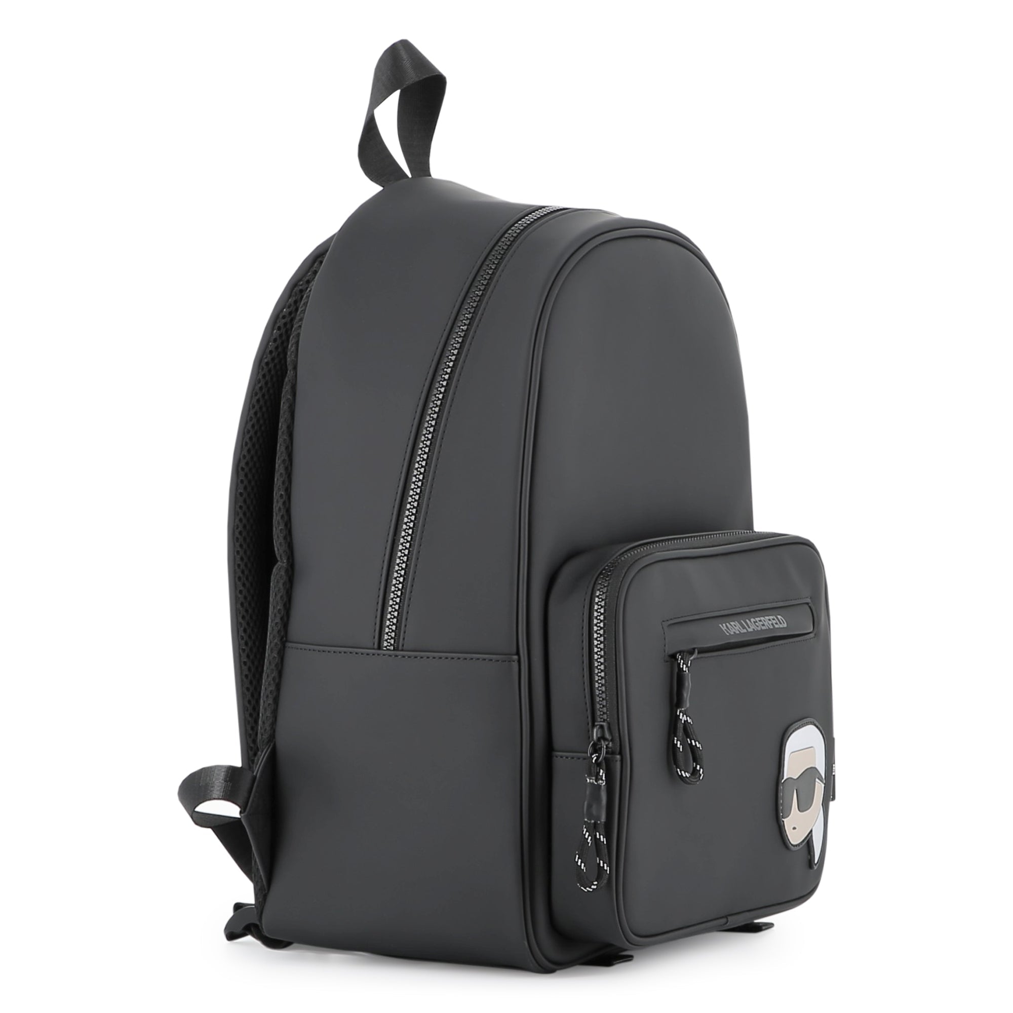 Charcoal Grey Backpack with Iconic Designer Motif and Multiple Pockets Karl Lagerfeld Kids