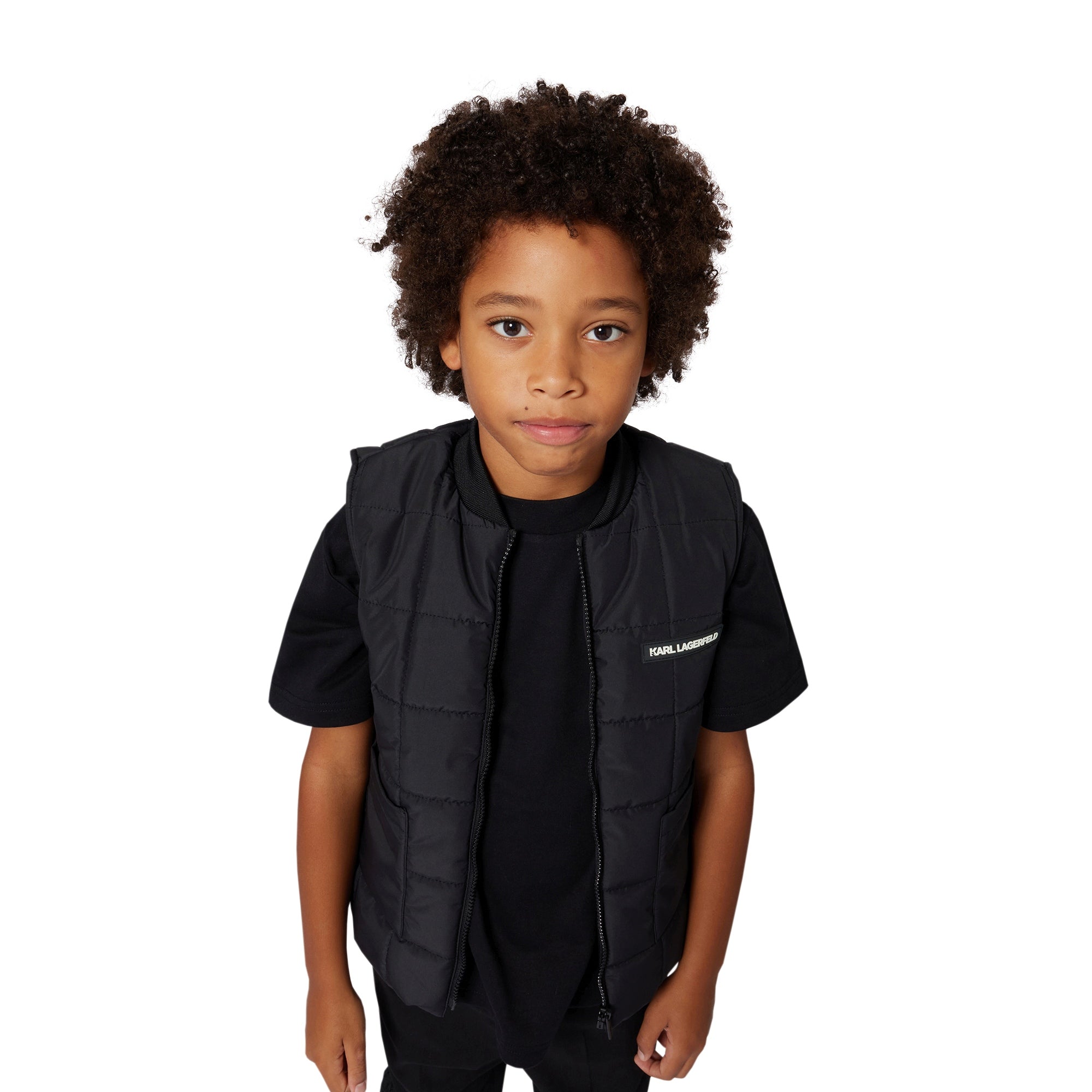 Black Short Sleeve T-Shirt with Karl Lagerfeld Graphic Back Print Karl Lagerfeld Kids