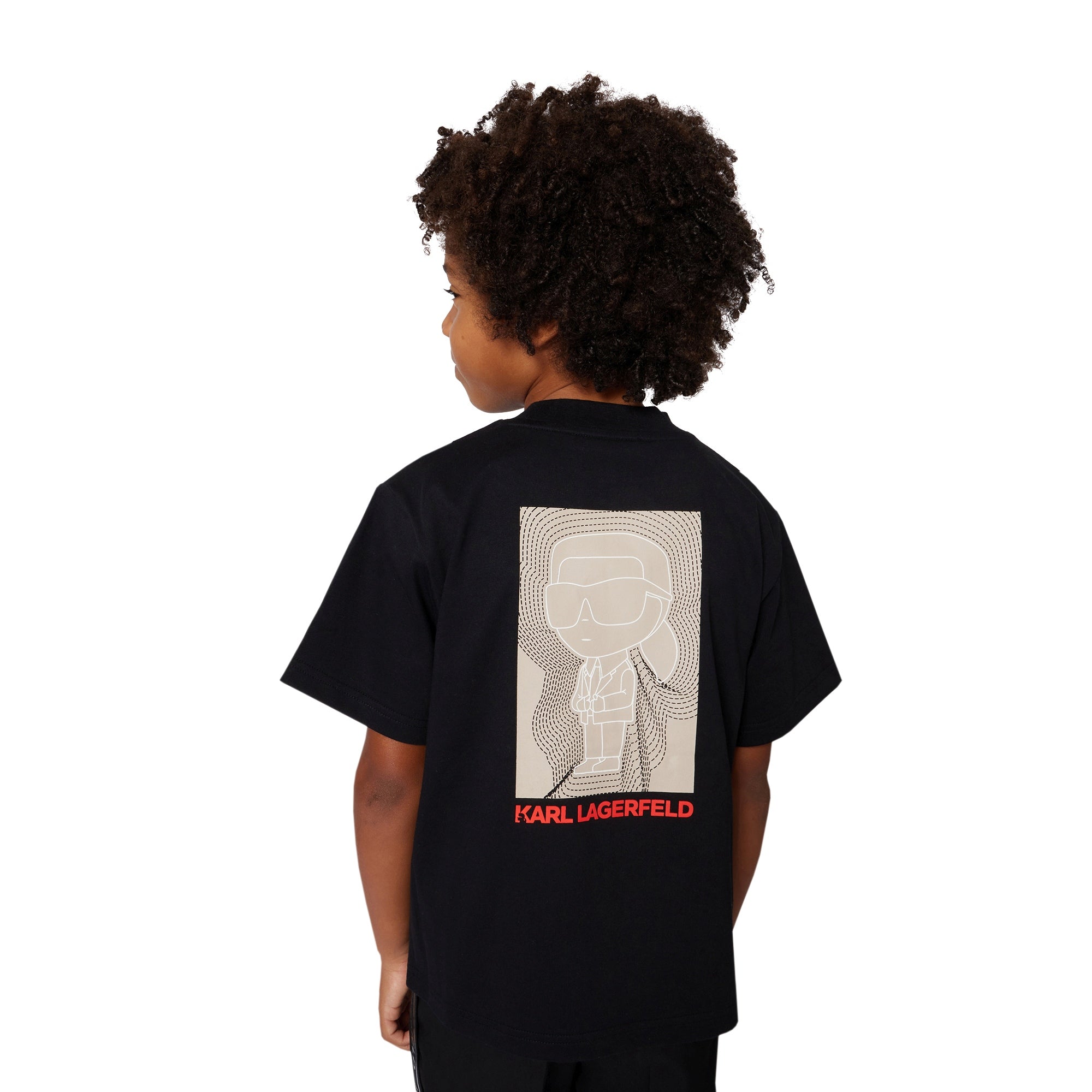 Black Short Sleeve T-Shirt with Karl Lagerfeld Graphic Back Print Karl Lagerfeld Kids