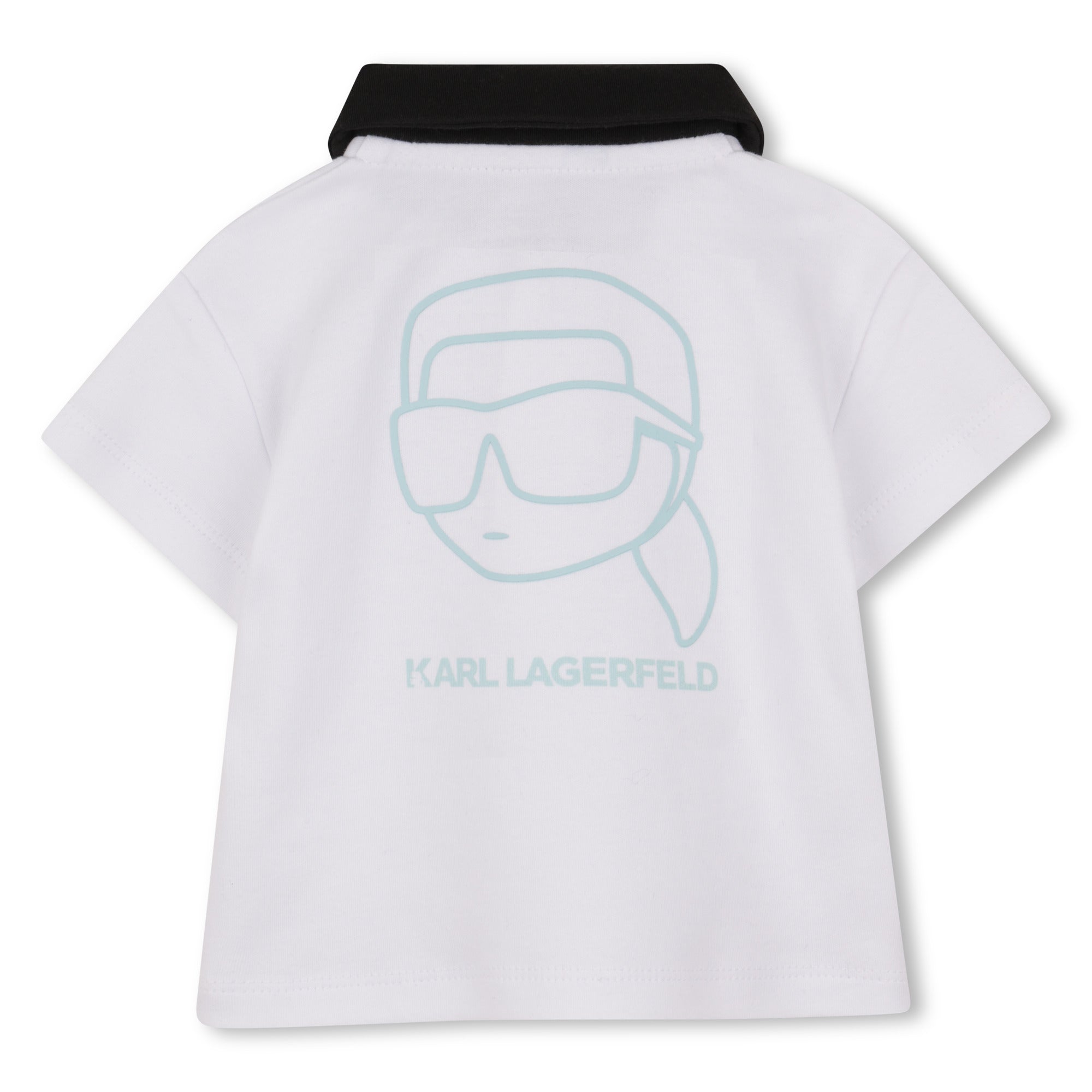 Polo Shirt & Short Set in White and Light Blue Karl Lagerfeld Kids