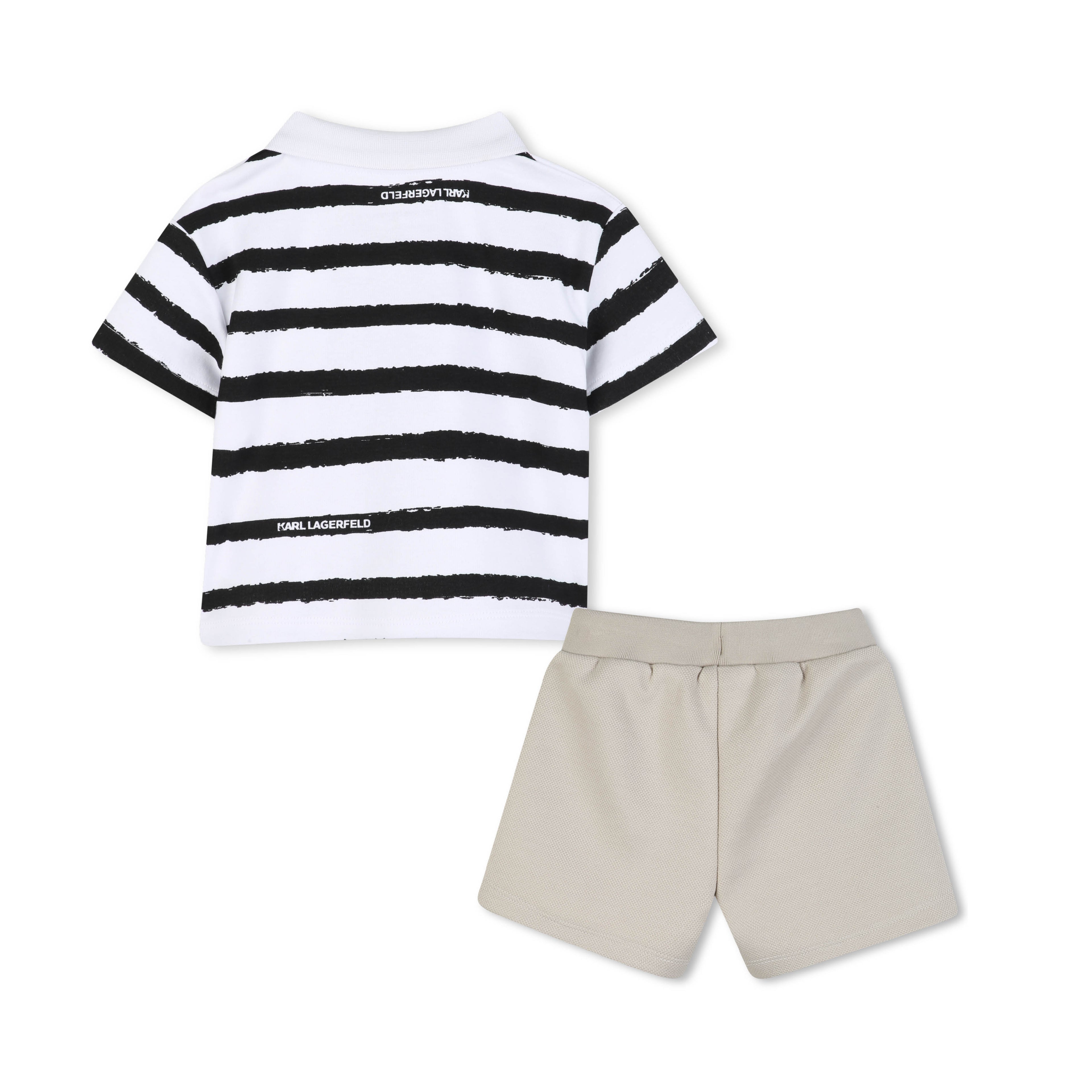 Polo Shirt & Shorts Set in White and Black Karl Lagerfeld Kids