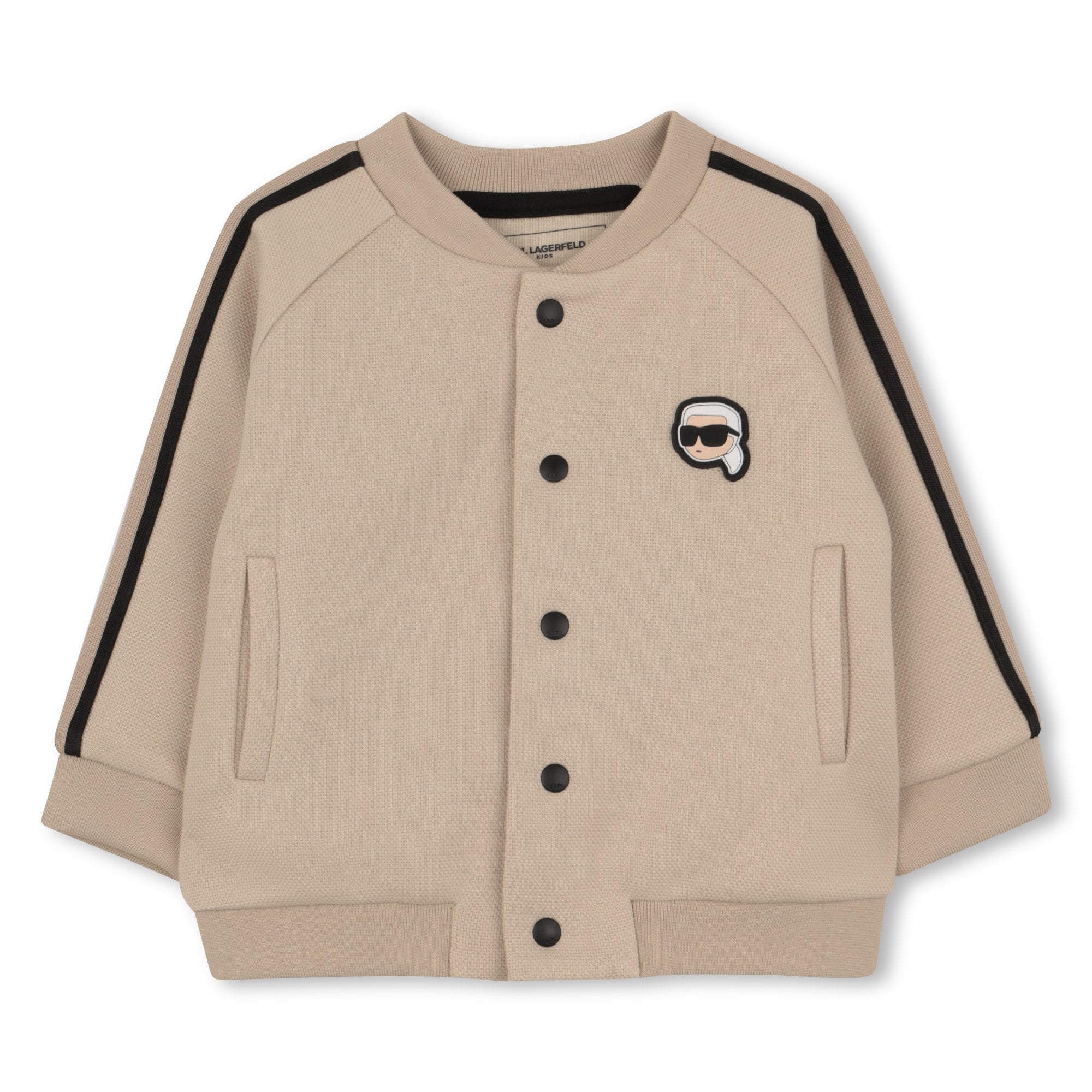 Cardigan, T-Shirt & Trousers Set in Beige Karl Lagerfeld Kids