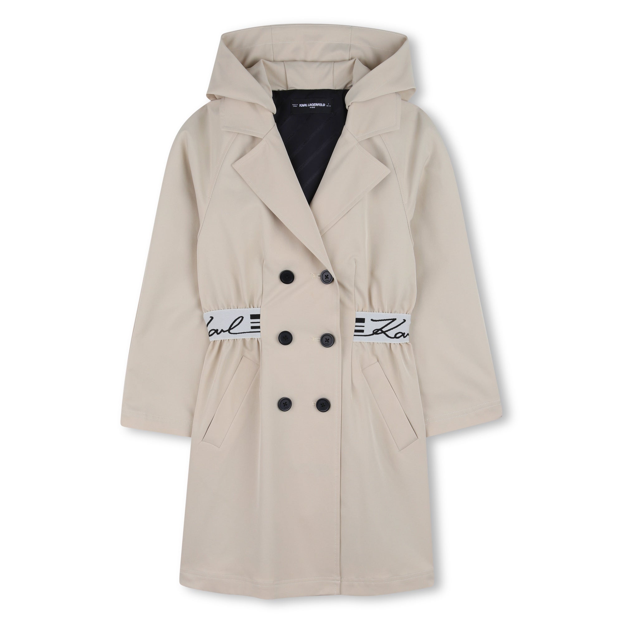 Twill Trench Coat in Khaki Karl Lagerfeld Kids