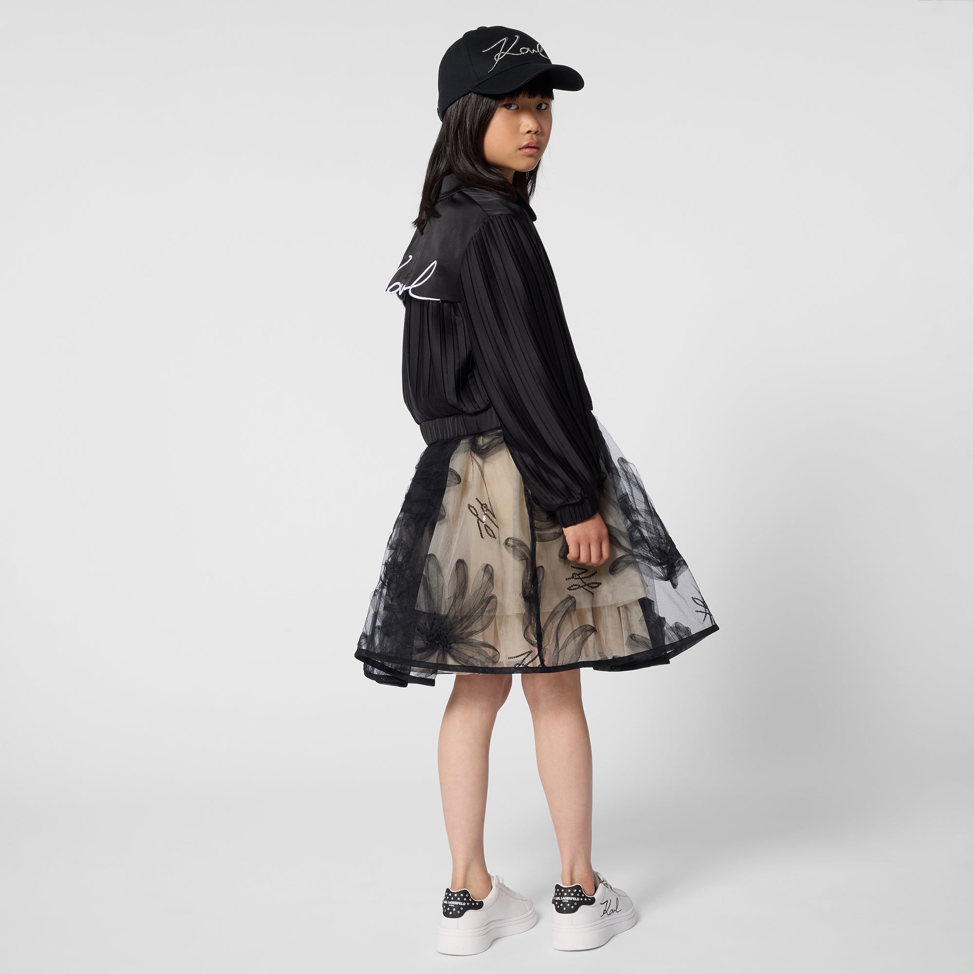 Pleated Jacket in Black Karl Lagerfeld Kids