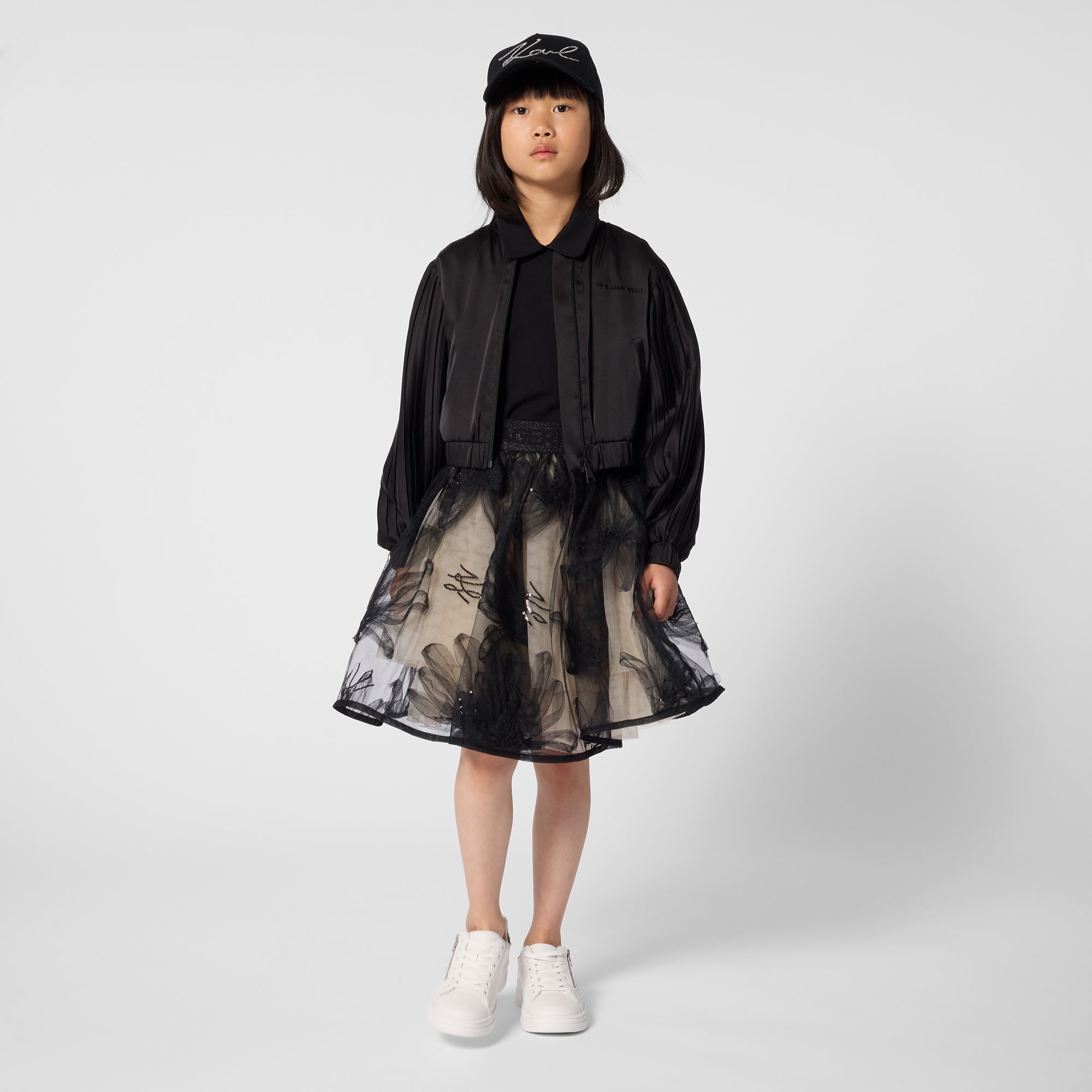 Pleated Jacket in Black Karl Lagerfeld Kids