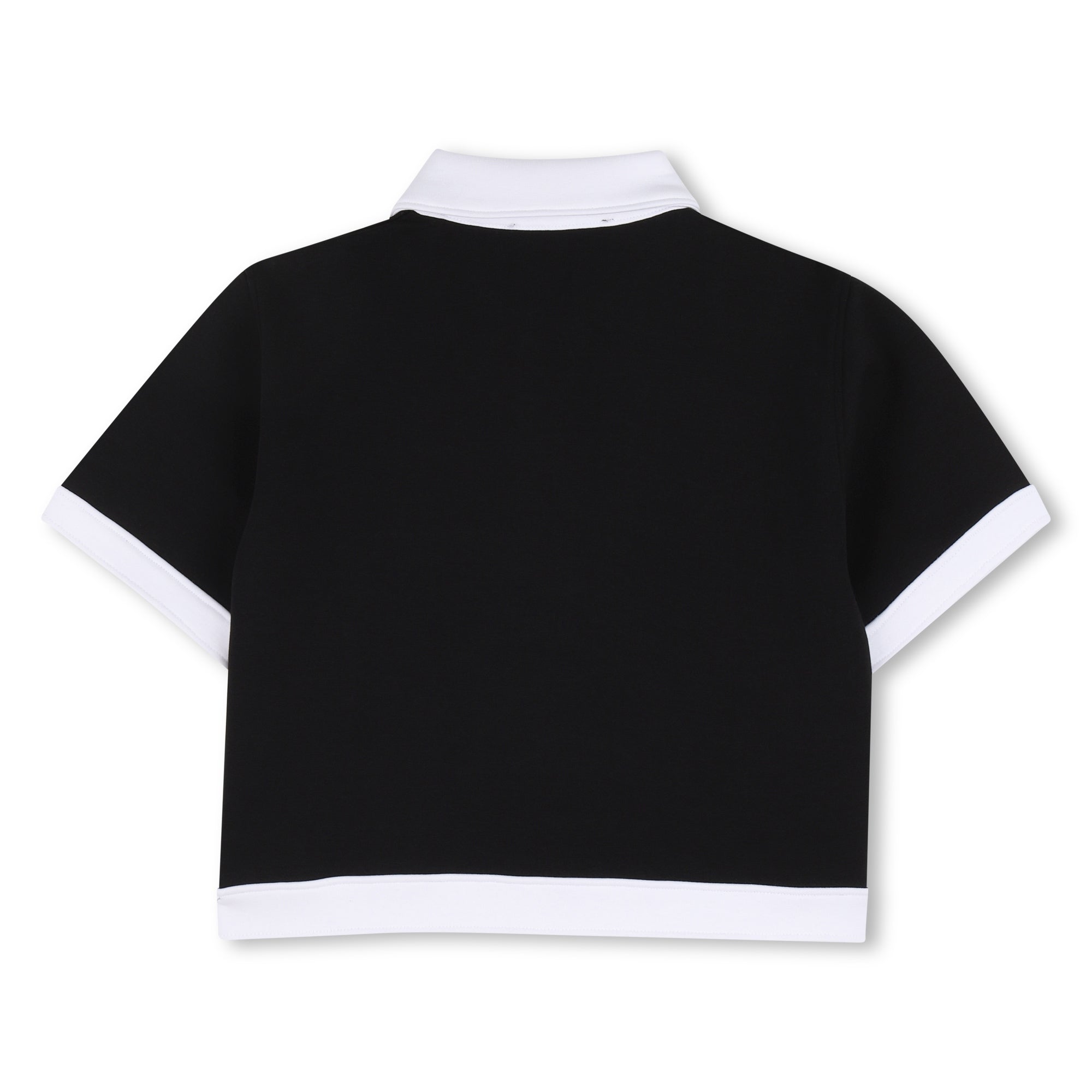 Black Short Sleeve Jersey Jacket with Contrast Trims and Front Pockets for Girls Karl Lagerfeld Kids