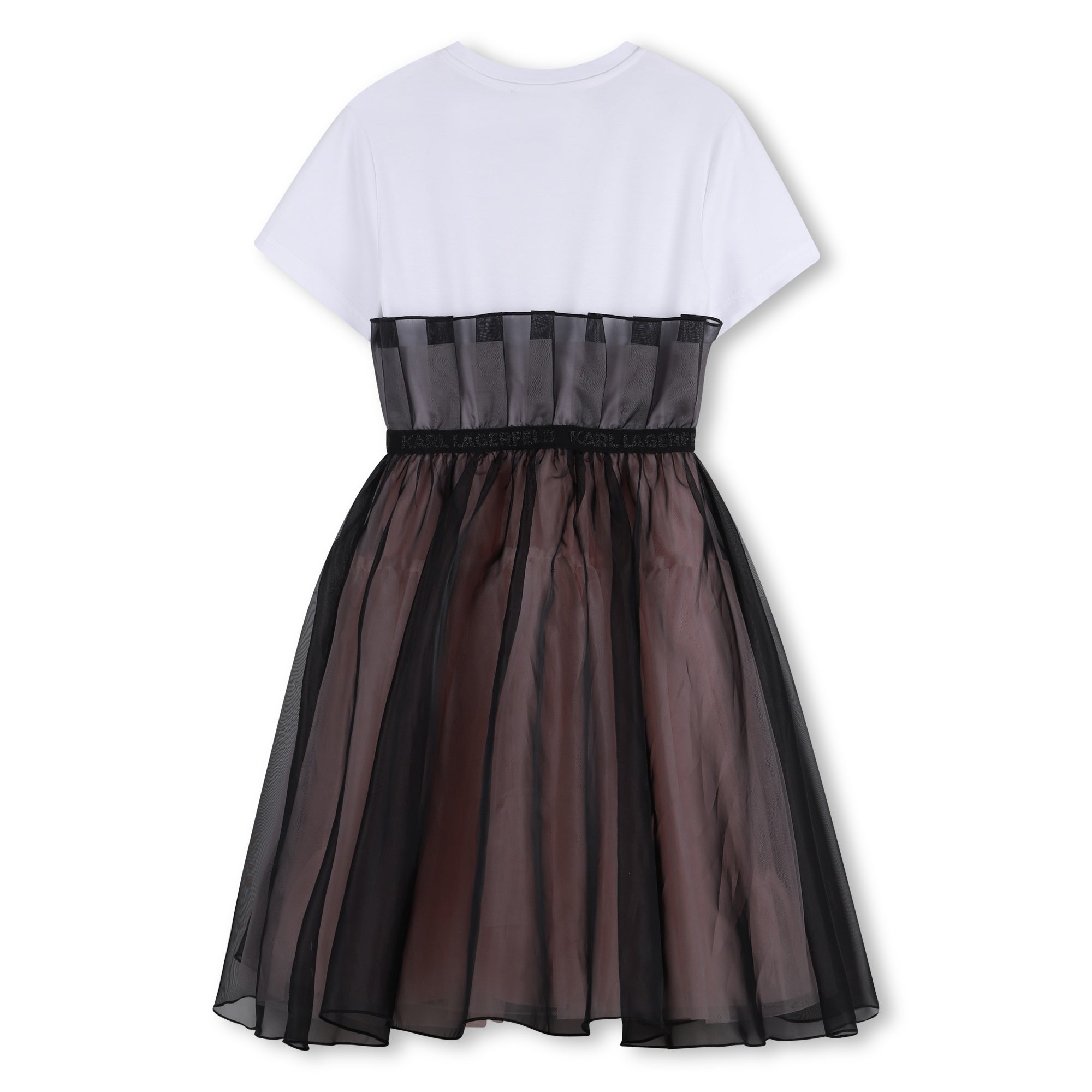Two-Material Short-Sleeve Dress Karl Lagerfeld Kids