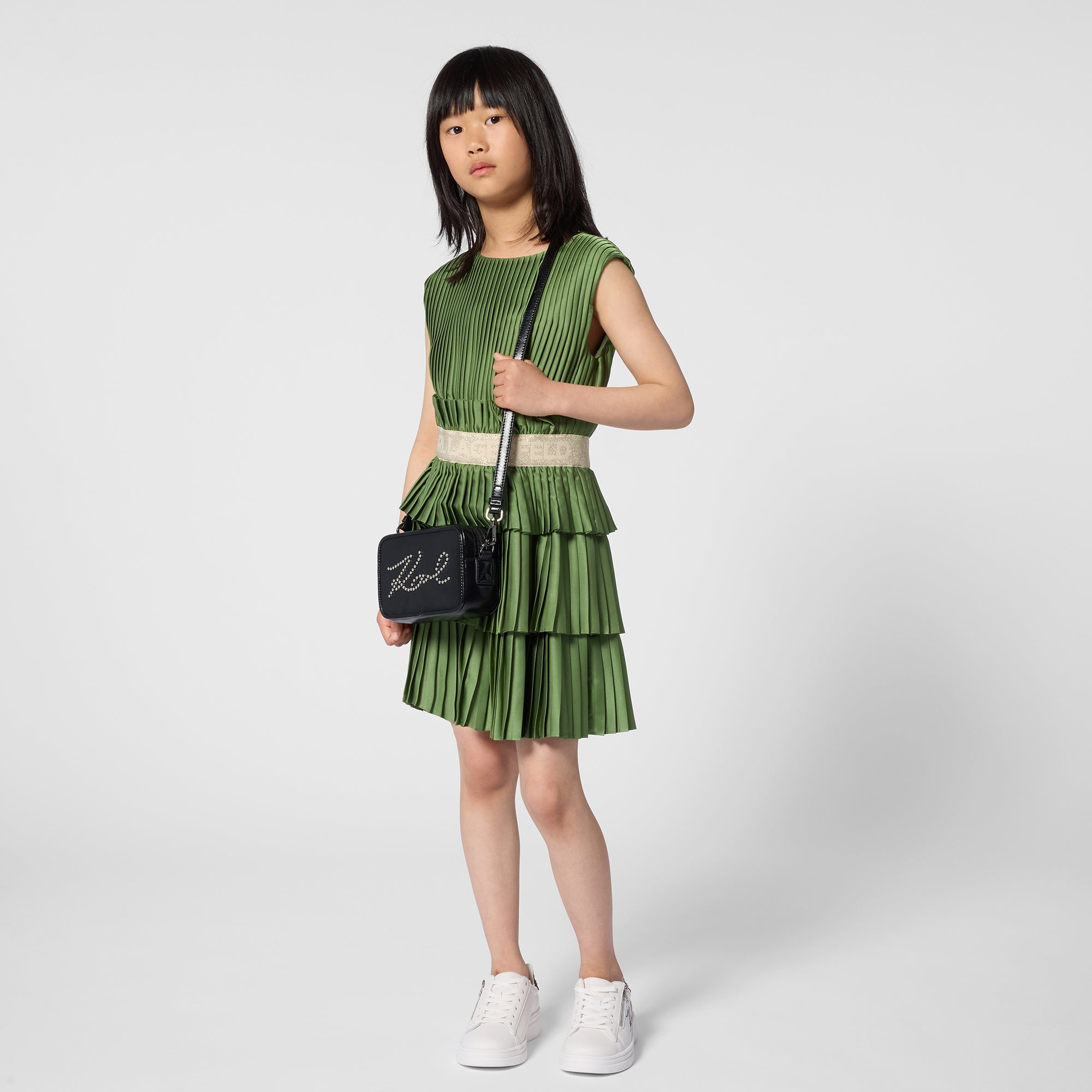 Pleated Dress in Dill Karl Lagerfeld Kids
