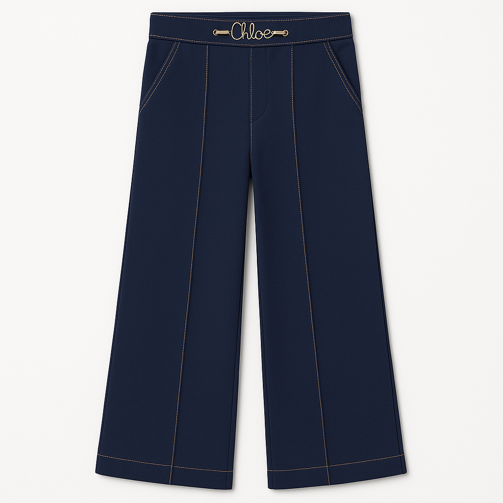 Milano Trousers with Elasticated Waist and Gold Chain Logo Detail