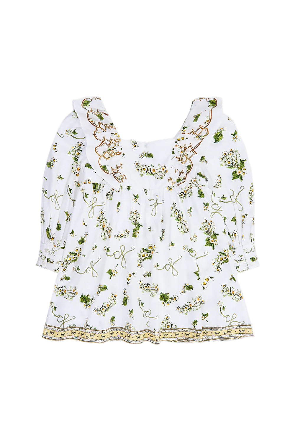 Kids Long Puff Sleeve Frill Mini Dress 4-10