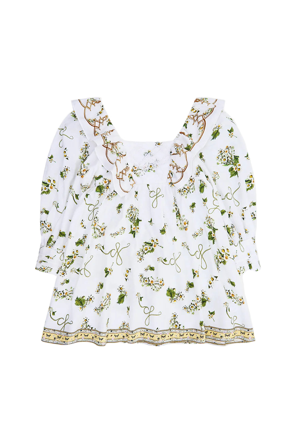 Kids Long Puff Sleeve Frill Mini Dress 4-10