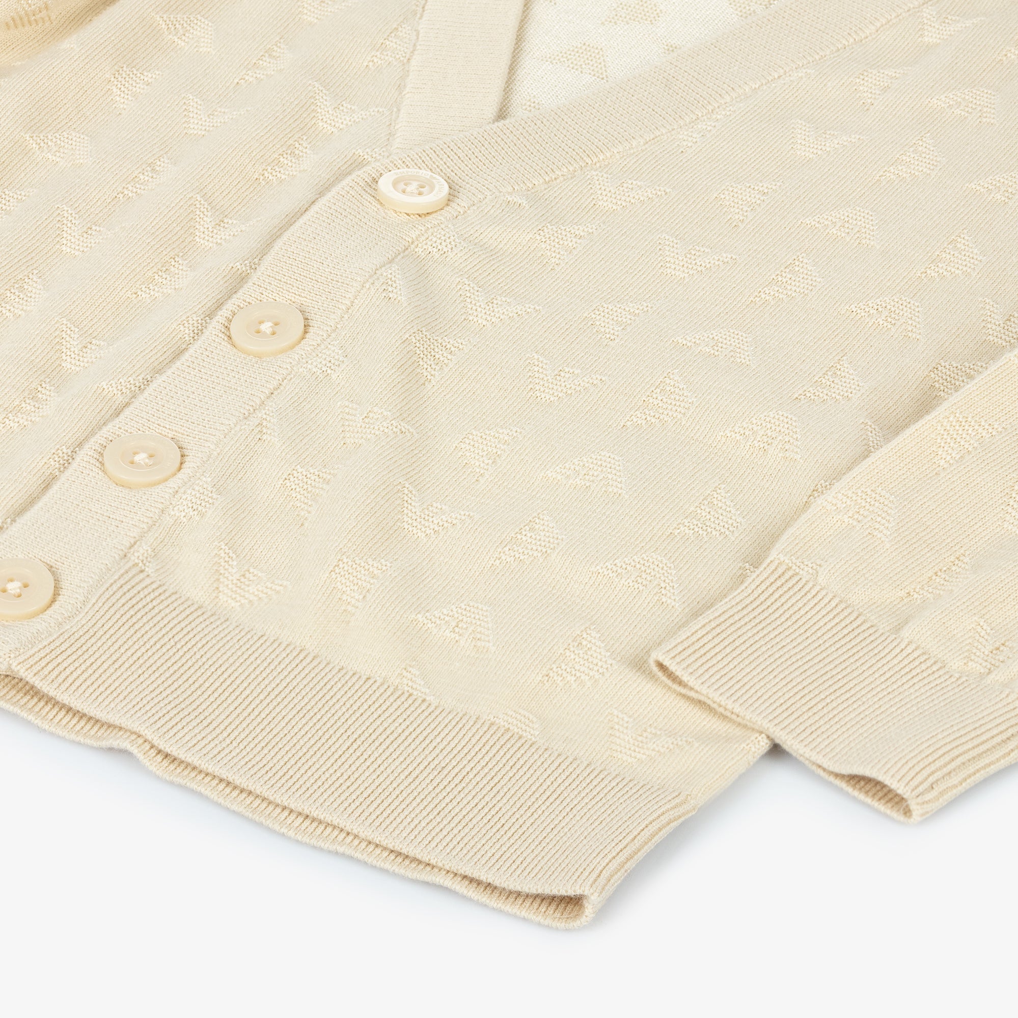 Toddler Beige Cotton Knit Eagle Cardigan Emporio Armani