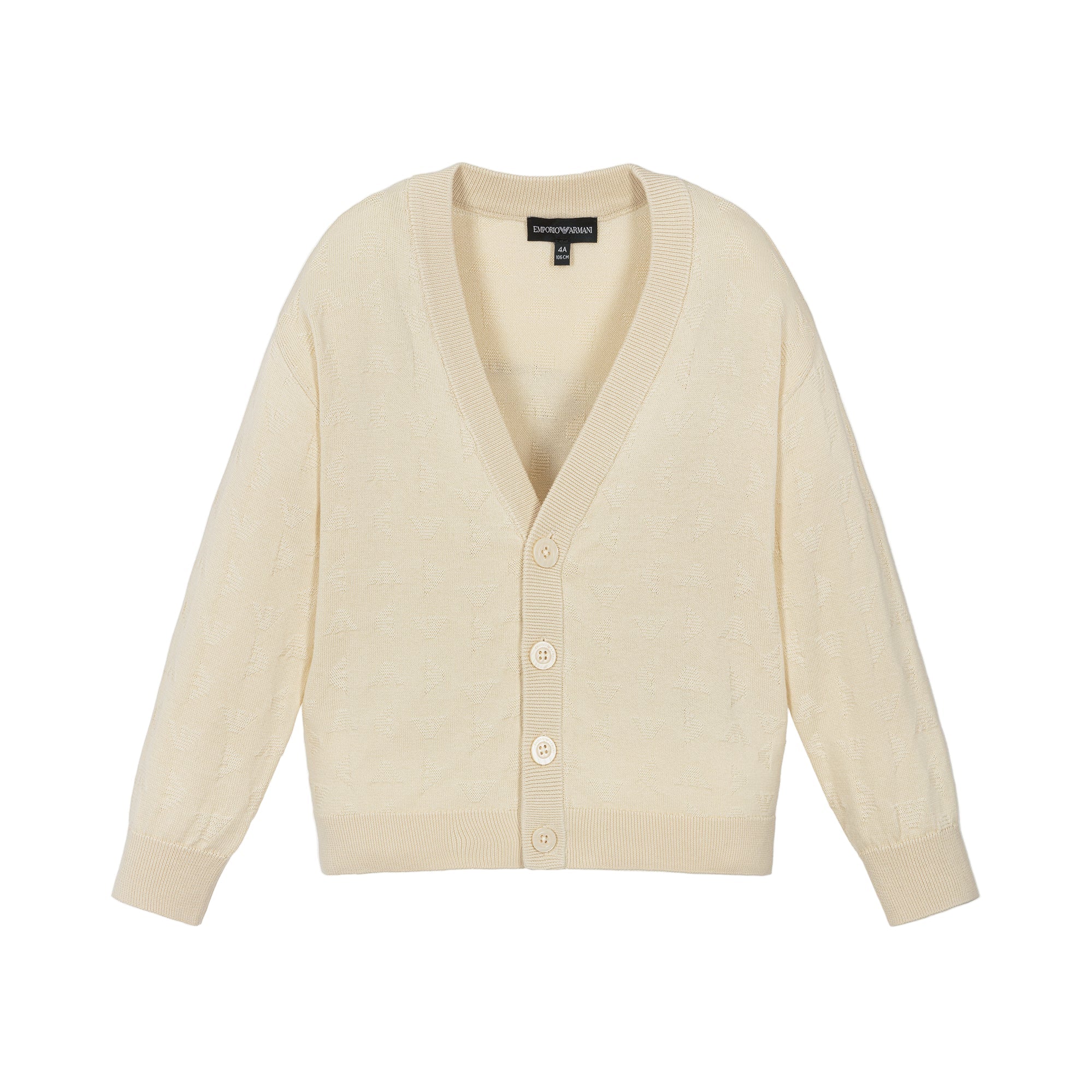 Toddler Beige Cotton Knit Eagle Cardigan Emporio Armani