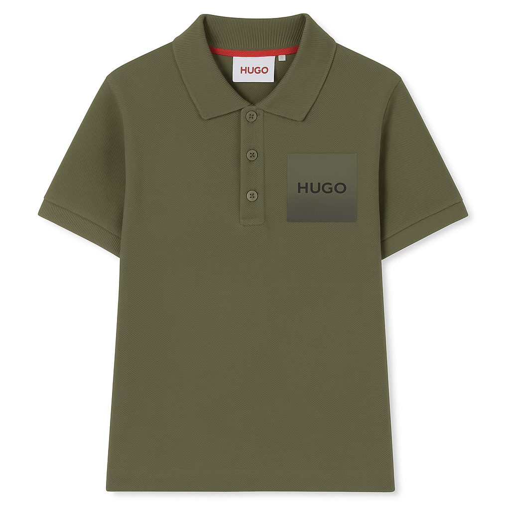 Piqué Short Sleeve Polo Shirt with Split Logo Print Hugo