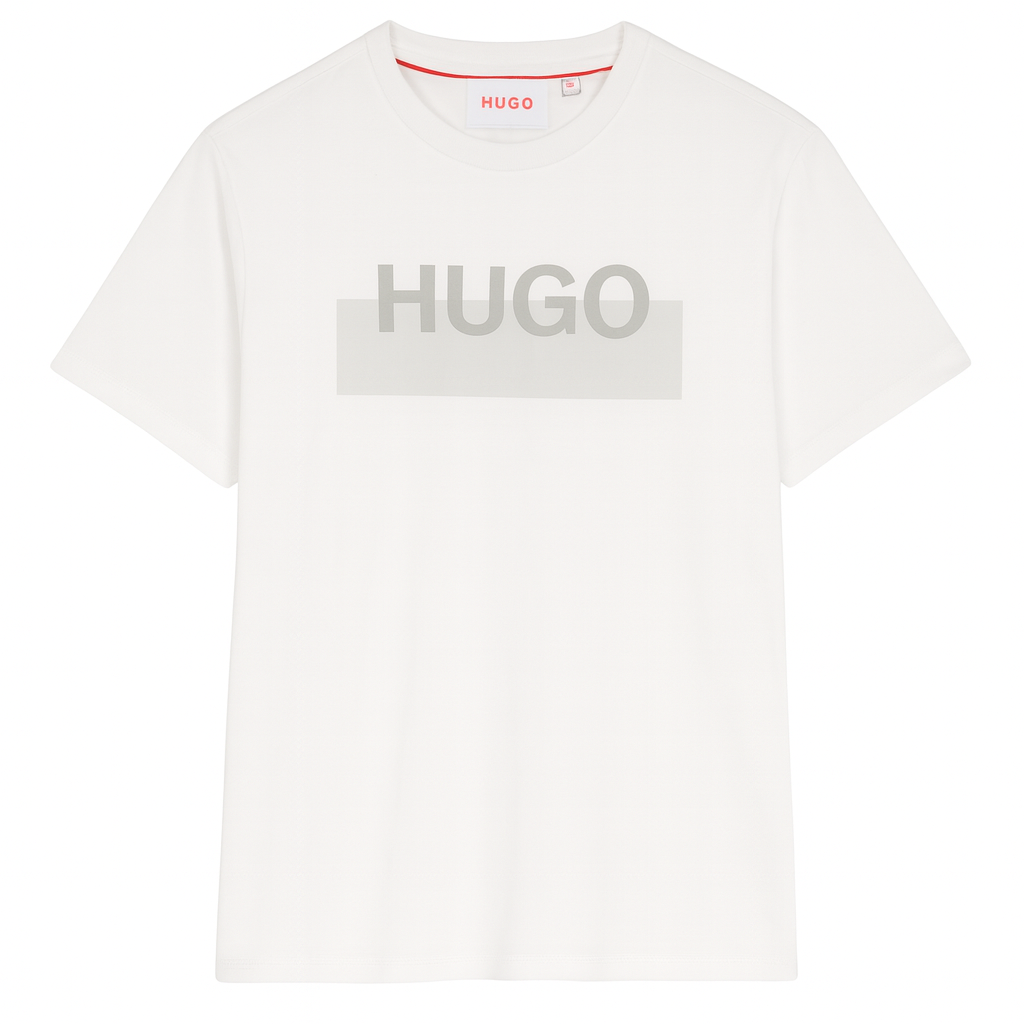 Organic Cotton Short Sleeve T-Shirt with High-Density Split Logo Hugo