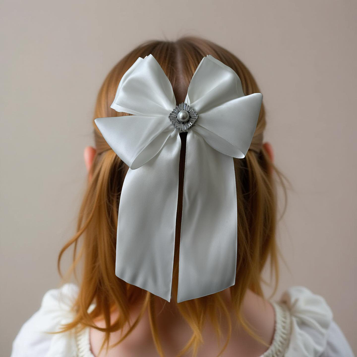 Lilibet Bow Diamanté and Pearl Child by petalsINK