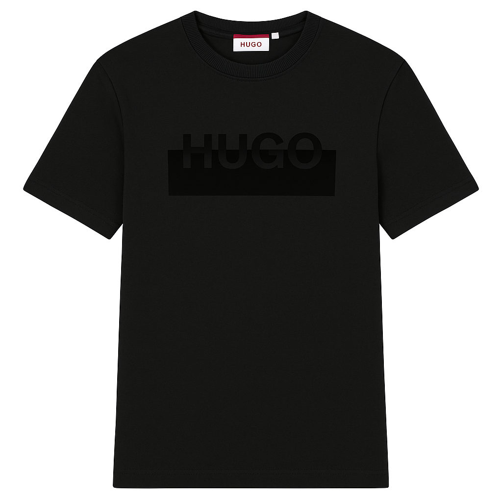 Organic Cotton Short Sleeve T-Shirt with High-Density Split Logo Hugo