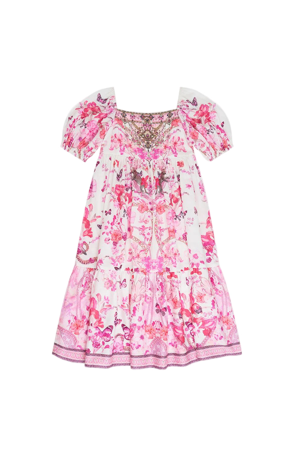 Botanical Novella Midi Dress With Puff Sleeve 4-10 Years
