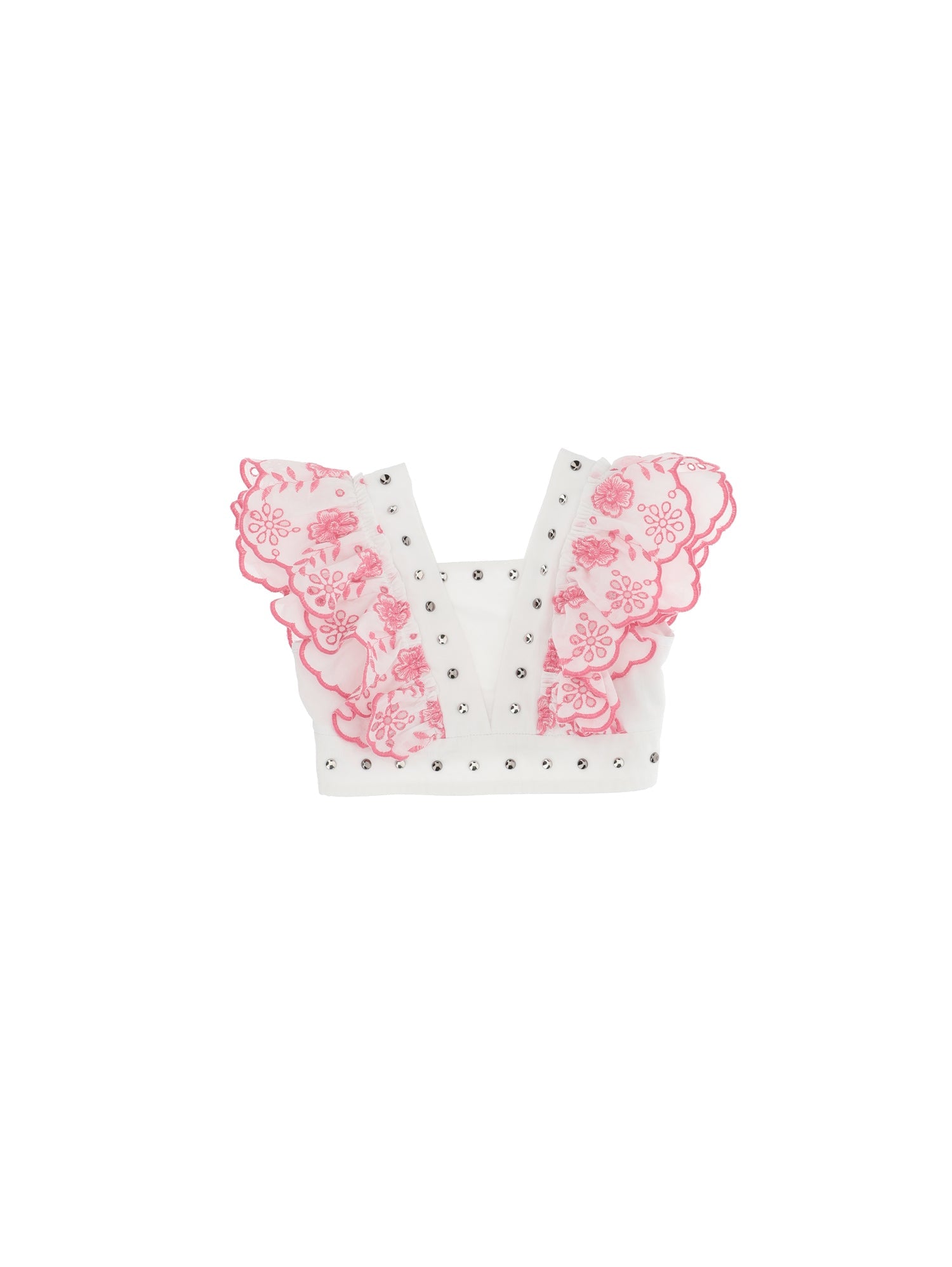 Broderie anglaise top with studs Monnalisa
