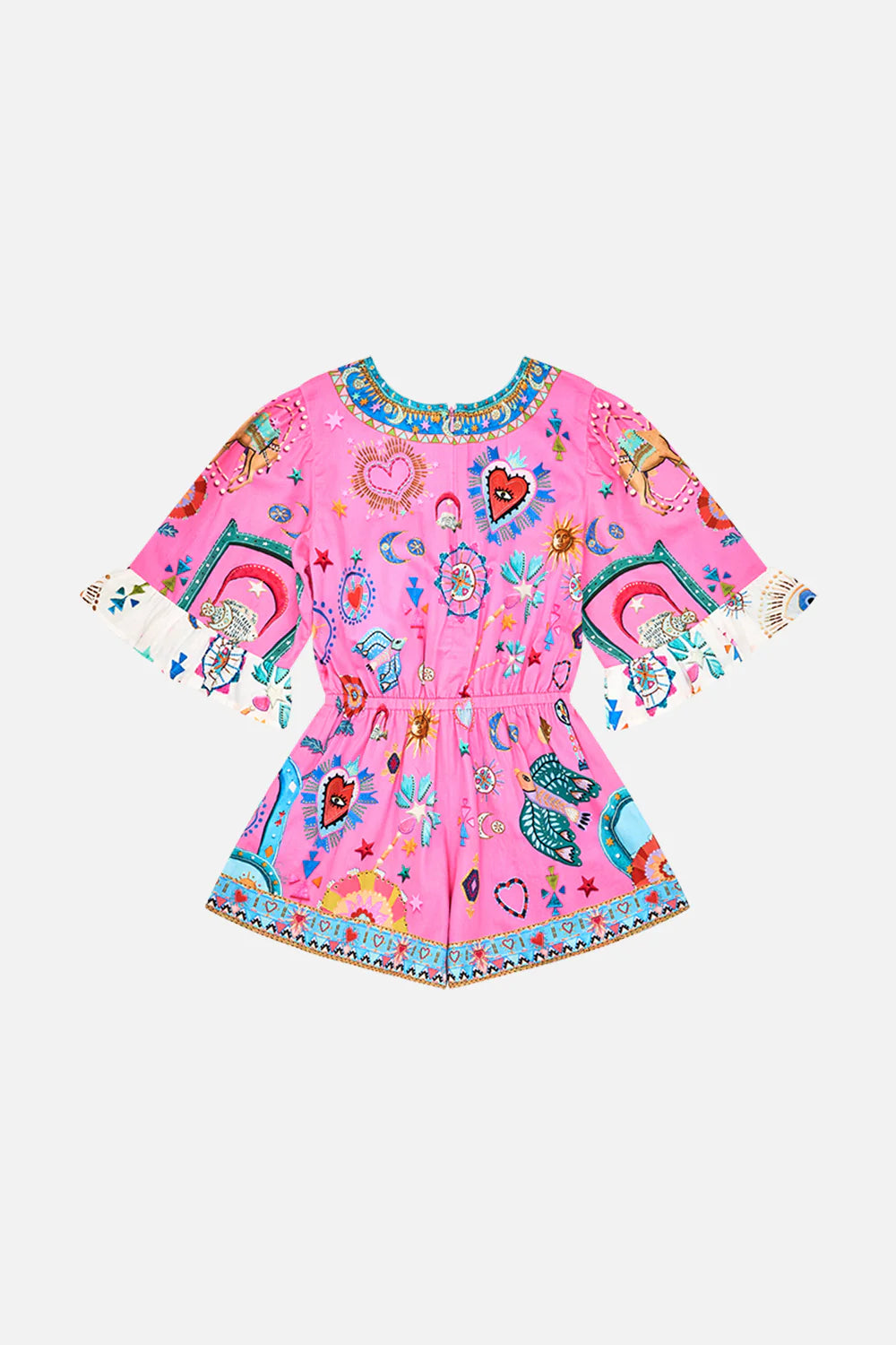 Rainbow Roads Kids Playsuit With Frill Sleeve