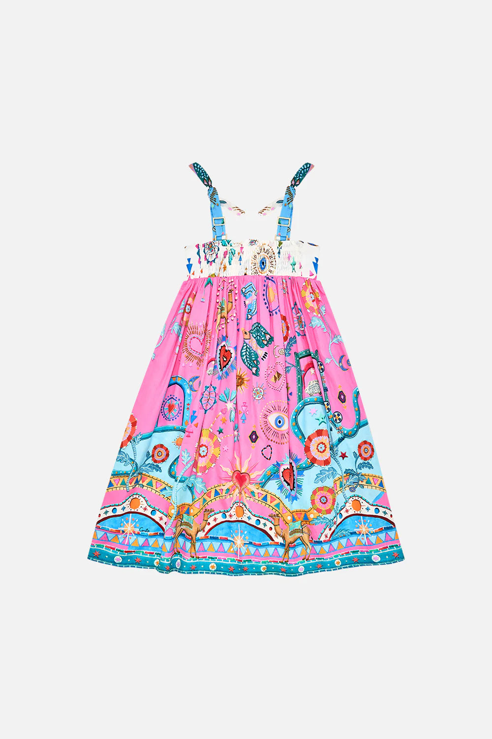 Rainbow Roads Kids Crochet Midi Dress With Pockets