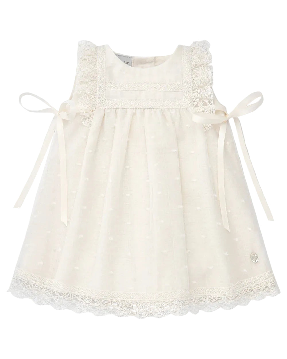 Woven Newborn Dress Beige Schoolsoutdesignerkidswear