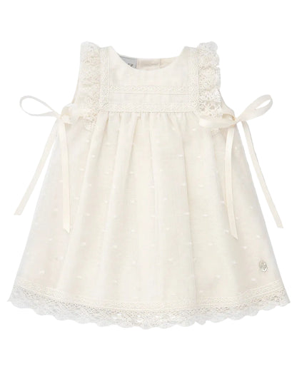 Woven Newborn Dress Beige Schoolsoutdesignerkidswear