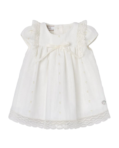 Woven Newborn Dress Cream Schoolsoutdesignerkidswear