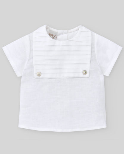 Paz Rodriguez - Baby Blouse and Trousers shorts Set &quot;Cigüeña&quot; in Cotton and Linen | School&